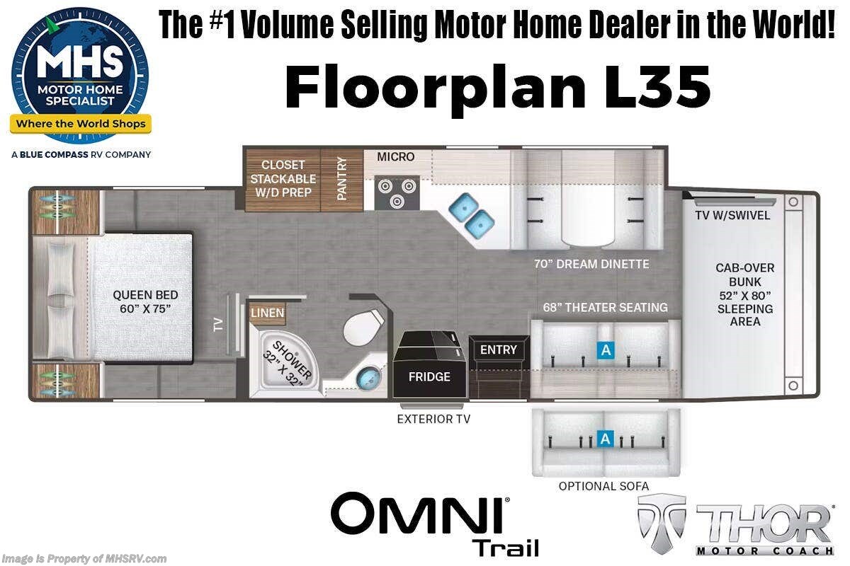 Floorplan of 2027 Thor Motor Coach Omni Trail L35