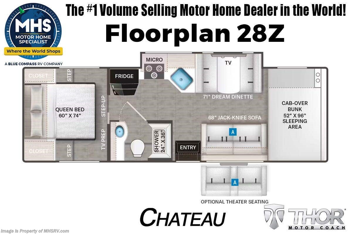 Floorplan of 2027 Thor Motor Coach Chateau 28Z