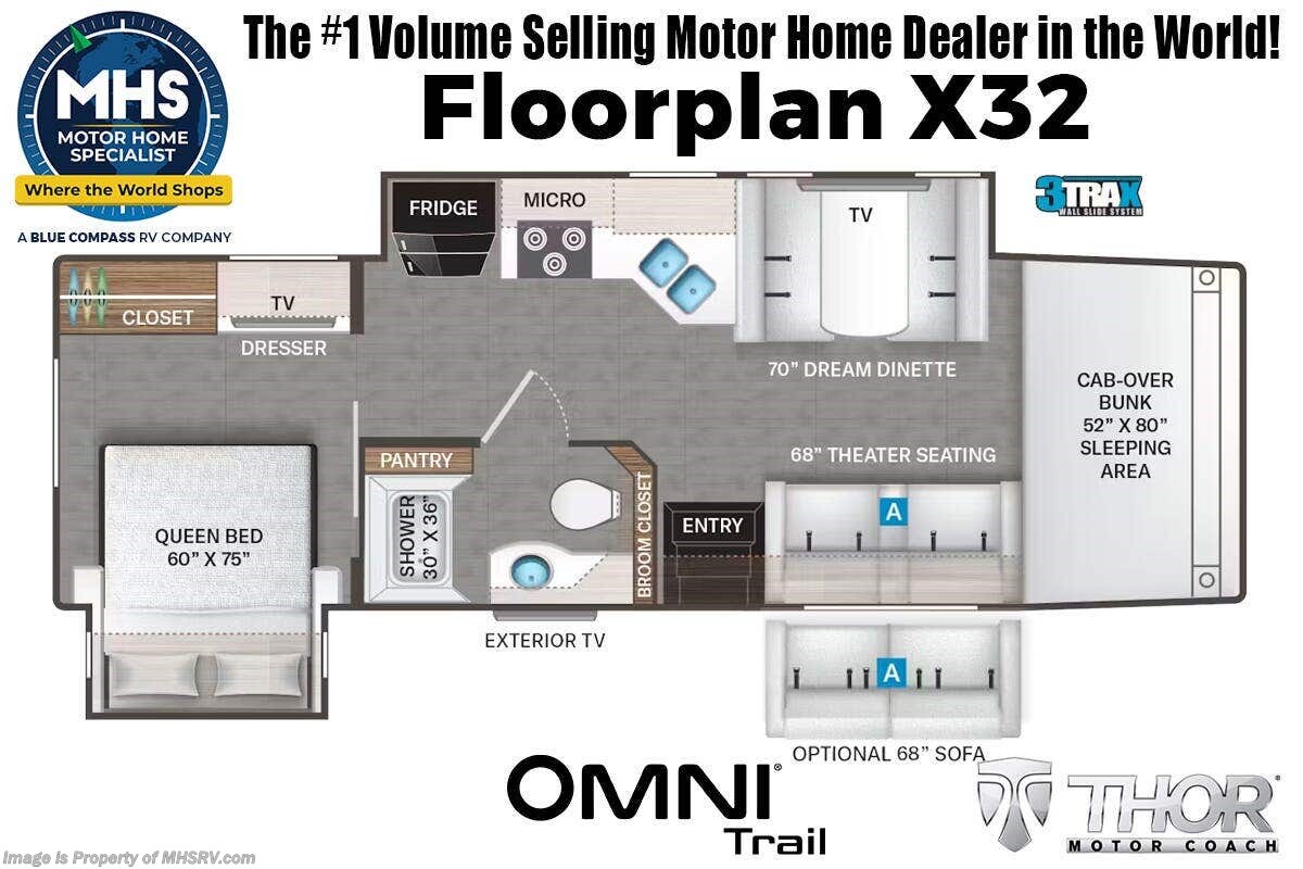Floorplan of 2027 Thor Motor Coach Omni Trail X32