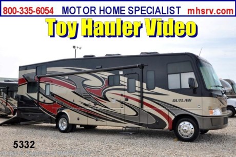 &lt;a href=&quot;http://www.mhsrv.com/thor-motor-coach/&quot;&gt;&lt;img src=&quot;http://www.mhsrv.com/images/sold-thor.jpg&quot; width=&quot;383&quot; height=&quot;141&quot; border=&quot;0&quot; /&gt;&lt;/a&gt; $2,000 VISA Gift Card with purchase. &lt;object width=&quot;400&quot; height=&quot;300&quot;&gt;&lt;param name=&quot;movie&quot; value=&quot;http://www.youtube.com/v/3ISEXmsKvKw?version=3&amp;amp;hl=en_US&quot;&gt;&lt;/param&gt;&lt;param name=&quot;allowFullScreen&quot; value=&quot;true&quot;&gt;&lt;/param&gt;&lt;param name=&quot;allowscriptaccess&quot; value=&quot;always&quot;&gt;&lt;/param&gt;&lt;embed src=&quot;http://www.youtube.com/v/3ISEXmsKvKw?version=3&amp;amp;hl=en_US&quot; type=&quot;application/x-shockwave-flash&quot; width=&quot;400&quot; height=&quot;300&quot; allowscriptaccess=&quot;always&quot; allowfullscreen=&quot;true&quot;&gt;&lt;/embed&gt;&lt;/object&gt; /CA 8/30/12/ #1 Thor Motor Coach &amp; Outlaw Toy Hauler Dealer in the World.
&lt;object width=&quot;400&quot; height=&quot;300&quot;&gt;&lt;param name=&quot;movie&quot; value=&quot;http://www.youtube.com/v/_D_MrYPO4yY?version=3&amp;amp;hl=en_US&quot;&gt;&lt;/param&gt;&lt;param name=&quot;allowFullScreen&quot; value=&quot;true&quot;&gt;&lt;/param&gt;&lt;param name=&quot;allowscriptaccess&quot; value=&quot;always&quot;&gt;&lt;/param&gt;&lt;embed src=&quot;http://www.youtube.com/v/_D_MrYPO4yY?version=3&amp;amp;hl=en_US&quot; type=&quot;application/x-shockwave-flash&quot; width=&quot;400&quot; height=&quot;300&quot; allowscriptaccess=&quot;always&quot; allowfullscreen=&quot;true&quot;&gt;&lt;/embed&gt;&lt;/object&gt;For the Lowest Price Please Visit MHSRV .com or Call 800-335-6054.  MSRP $152,993. New 2013 Thor Motor Coach Outlaw Toy Hauler. Model 3611 with slide-out room and Ford 22-Series chassis with Triton V-10 engine &amp; high polished aluminum wheels. This unit measures approximately 37 feet 4 inches in length. Optional equipment includes an electric queen lift bed in garage. The Outlaw toy hauler RV has an incredible list of standard features for 2013 including a full body exterior paint job, beautiful wood &amp; interior decor packages, (5) LCD TVs including and exterior entertainment center, large living room LCD TV, side door TV for viewing while traveling, LCD TV in loft and LCD TV in garage. You will also find a theater sound system in the living room with hidden sub woofer, stereo in garage, exterior stereo speakers and audio controls, power patio awing, dual side entrance doors, dual pane windows, fueling station, 1-piece windshield,  a 5500 Onan generator, back-up camera, automatic leveling system, Soft Touch leather furniture, hide-a-bed sofa with power inflate &amp; deflate controls, day/night shades and much more. FOR ADDITIONAL INFORMATION, BROCHURE, WINDOW STICKER, PHOTOS &amp; PRODUCT VIDEO PLEASE VISIT MOTOR HOME SPECIALIST AT MHSRV .COM or CALL 800-335-6054. 