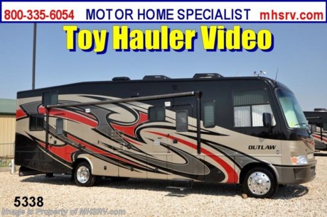 &lt;a href=&quot;http://www.mhsrv.com/thor-motor-coach/&quot;&gt;&lt;img src=&quot;http://www.mhsrv.com/images/sold-thor.jpg&quot; width=&quot;383&quot; height=&quot;141&quot; border=&quot;0&quot; /&gt;&lt;/a&gt;

&lt;object width=&quot;400&quot; height=&quot;300&quot;&gt;&lt;param name=&quot;movie&quot; value=&quot;http://www.youtube.com/v/3ISEXmsKvKw?version=3&amp;amp;hl=en_US&quot;&gt;&lt;/param&gt;&lt;param name=&quot;allowFullScreen&quot; value=&quot;true&quot;&gt;&lt;/param&gt;&lt;param name=&quot;allowscriptaccess&quot; value=&quot;always&quot;&gt;&lt;/param&gt;&lt;embed src=&quot;http://www.youtube.com/v/3ISEXmsKvKw?version=3&amp;amp;hl=en_US&quot; type=&quot;application/x-shockwave-flash&quot; width=&quot;400&quot; height=&quot;300&quot; allowscriptaccess=&quot;always&quot; allowfullscreen=&quot;true&quot;&gt;&lt;/embed&gt;&lt;/object&gt; #1 Thor Motor Coach &amp; Outlaw Toy Hauler Dealer in the World.
&lt;object width=&quot;400&quot; height=&quot;300&quot;&gt;&lt;param name=&quot;movie&quot; value=&quot;http://www.youtube.com/v/_D_MrYPO4yY?version=3&amp;amp;hl=en_US&quot;&gt;&lt;/param&gt;&lt;param name=&quot;allowFullScreen&quot; value=&quot;true&quot;&gt;&lt;/param&gt;&lt;param name=&quot;allowscriptaccess&quot; value=&quot;always&quot;&gt;&lt;/param&gt;&lt;embed src=&quot;http://www.youtube.com/v/_D_MrYPO4yY?version=3&amp;amp;hl=en_US&quot; type=&quot;application/x-shockwave-flash&quot; width=&quot;400&quot; height=&quot;300&quot; allowscriptaccess=&quot;always&quot; allowfullscreen=&quot;true&quot;&gt;&lt;/embed&gt;&lt;/object&gt;  /AK 1/30/13/ - MSRP $152,993. New 2013 Thor Motor Coach Outlaw Toy Hauler. Model 3611 with slide-out room and Ford 22-Series chassis with Triton V-10 engine &amp; high polished aluminum wheels. This unit measures approximately 37 feet 4 inches in length. Optional equipment includes an electric queen lift bed in garage. The Outlaw toy hauler RV has an incredible list of standard features for 2013 including a full body exterior paint job, beautiful wood &amp; interior decor packages, (5) LCD TVs including and exterior entertainment center, large living room LCD TV, side door TV for viewing while traveling, LCD TV in loft and LCD TV in garage. You will also find a theater sound system in the living room with hidden sub woofer, stereo in garage, exterior stereo speakers and audio controls, power patio awing, dual side entrance doors, dual pane windows, fueling station, 1-piece windshield,  a 5500 Onan generator, back-up camera, automatic leveling system, Soft Touch leather furniture, hide-a-bed sofa with power inflate &amp; deflate controls, day/night shades and much more. FOR ADDITIONAL INFORMATION, BROCHURE, WINDOW STICKER, PHOTOS &amp; PRODUCT VIDEO PLEASE VISIT MOTOR HOME SPECIALIST AT MHSRV .COM or CALL 800-335-6054. At Motor Home Specialist we DO NOT charge any prep or orientation fees like you will find at other dealerships. All sale prices include a 200 point inspection, wash/wax &amp; prep of vehicle, a thorough coach orientation with an MHS technician, an RV Starter&#39;s kit, a nights stay in our delivery park featuring landscaped and covered pads with full hook-ups and much more! Read From Thousands of Testimonials at MHSRV .com and See What They Had to Say About Their Experience at Motor Home Specialist. WHY PAY MORE?...... WHY SETTLE FOR LESS?  