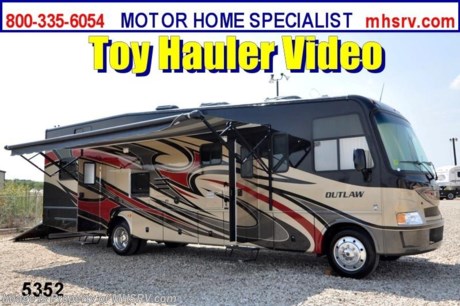 &lt;a href=&quot;http://www.mhsrv.com/thor-motor-coach/&quot;&gt;&lt;img src=&quot;http://www.mhsrv.com/images/sold-thor.jpg&quot; width=&quot;383&quot; height=&quot;141&quot; border=&quot;0&quot; /&gt;&lt;/a&gt; Close Out Price at MHSRV .com + $2,000 Visa Gift Card with Purchase &amp; MHSRV will donate $1,000 to Cook Children&#39;s Hospital Starting Oct. 16th - Dec. 29th, 2012. Call 800-335-6054 or Visit MHSRV.com for Our Year End Close Out Price! &lt;object width=&quot;400&quot; height=&quot;300&quot;&gt;&lt;param name=&quot;movie&quot; value=&quot;http://www.youtube.com/v/3ISEXmsKvKw?version=3&amp;amp;hl=en_US&quot;&gt;&lt;/param&gt;&lt;param name=&quot;allowFullScreen&quot; value=&quot;true&quot;&gt;&lt;/param&gt;&lt;param name=&quot;allowscriptaccess&quot; value=&quot;always&quot;&gt;&lt;/param&gt;&lt;embed src=&quot;http://www.youtube.com/v/3ISEXmsKvKw?version=3&amp;amp;hl=en_US&quot; type=&quot;application/x-shockwave-flash&quot; width=&quot;400&quot; height=&quot;300&quot; allowscriptaccess=&quot;always&quot; allowfullscreen=&quot;true&quot;&gt;&lt;/embed&gt;&lt;/object&gt; #1 Thor Motor Coach &amp; Outlaw Toy Hauler Dealer in the World.
&lt;object width=&quot;400&quot; height=&quot;300&quot;&gt;&lt;param name=&quot;movie&quot; value=&quot;http://www.youtube.com/v/_D_MrYPO4yY?version=3&amp;amp;hl=en_US&quot;&gt;&lt;/param&gt;&lt;param name=&quot;allowFullScreen&quot; value=&quot;true&quot;&gt;&lt;/param&gt;&lt;param name=&quot;allowscriptaccess&quot; value=&quot;always&quot;&gt;&lt;/param&gt;&lt;embed src=&quot;http://www.youtube.com/v/_D_MrYPO4yY?version=3&amp;amp;hl=en_US&quot; type=&quot;application/x-shockwave-flash&quot; width=&quot;400&quot; height=&quot;300&quot; allowscriptaccess=&quot;always&quot; allowfullscreen=&quot;true&quot;&gt;&lt;/embed&gt;&lt;/object&gt;  MSRP $152,993. New 2013 Thor Motor Coach Outlaw Toy Hauler. Model 3611 with slide-out room and Ford 22-Series chassis with Triton V-10 engine &amp; high polished aluminum wheels. This unit measures approximately 37 feet 4 inches in length. Optional equipment includes an electric queen lift bed in garage. The Outlaw toy hauler RV has an incredible list of standard features for 2013 including a full body exterior paint job, beautiful wood &amp; interior decor packages, (5) LCD TVs including and exterior entertainment center, large living room LCD TV, side door TV for viewing while traveling, LCD TV in loft and LCD TV in garage. You will also find a theater sound system in the living room with hidden sub woofer, stereo in garage, exterior stereo speakers and audio controls, power patio awing, dual side entrance doors, dual pane windows, fueling station, 1-piece windshield,  a 5500 Onan generator, back-up camera, automatic leveling system, Soft Touch leather furniture, hide-a-bed sofa with power inflate &amp; deflate controls, day/night shades and much more. FOR ADDITIONAL INFORMATION, BROCHURE, WINDOW STICKER, PHOTOS &amp; PRODUCT VIDEO PLEASE VISIT MOTOR HOME SPECIALIST AT MHSRV .COM or CALL 800-335-6054. 