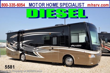 &lt;a href=&quot;http://www.mhsrv.com/thor-motor-coach/&quot;&gt;&lt;img src=&quot;http://www.mhsrv.com/images/sold-thor.jpg&quot; width=&quot;383&quot; height=&quot;141&quot; border=&quot;0&quot; /&gt;&lt;/a&gt; $2,000 VISA Gift Card with purchase. /MS 9/14/12/ &lt;object width=&quot;400&quot; height=&quot;300&quot;&gt;&lt;param name=&quot;movie&quot; value=&quot;http://www.youtube.com/v/_D_MrYPO4yY?version=3&amp;amp;hl=en_US&quot;&gt;&lt;/param&gt;&lt;param name=&quot;allowFullScreen&quot; value=&quot;true&quot;&gt;&lt;/param&gt;&lt;param name=&quot;allowscriptaccess&quot; value=&quot;always&quot;&gt;&lt;/param&gt;&lt;embed src=&quot;http://www.youtube.com/v/_D_MrYPO4yY?version=3&amp;amp;hl=en_US&quot; type=&quot;application/x-shockwave-flash&quot; width=&quot;400&quot; height=&quot;300&quot; allowscriptaccess=&quot;always&quot; allowfullscreen=&quot;true&quot;&gt;&lt;/embed&gt;&lt;/object&gt; #1 Volume Selling Thor Motor Coach Dealer in the World. Visit MHSRV.com or Call 800-335-6054 for Our Everyday Low Sale Price. MSRP $193,929 New 2013 Thor Motor Coach Palazzo Diesel Pusher. Model 33.1. This Diesel Pusher RV measures approximately 34 feet 5 inches in length and features (2) slide-out rooms. Optional equipment includes a Vintage Maple wood package, Galleria full body paint exterior, Granite Hill interior decor, exterior LCD TV, invisible front paint protection, dual pane windows. The 2013 Palazzo also features a 300 HP Cummins diesel engine with 660 lbs. of torque, Freightliner XC chassis, 6000 Onan diesel generator with AGS, power driver&#39;s seat, inverter, LCD TV/DVD, residential refrigerator, solid surface countertops, (2) ducted roof A/C units, 3-camera monitoring system, one piece windshield, fiberglass storage compartments, fully automatic hydraulic leveling system, automatic entry step, electric patio awning and much more. CALL MOTOR HOME SPECIALIST at 800-335-6054 or Visit MHSRV .com FOR ADDITONAL PHOTOS, DETAILS, BROCHURE, FACTORY WINDOW STICKER, VIDEOS &amp; MORE.