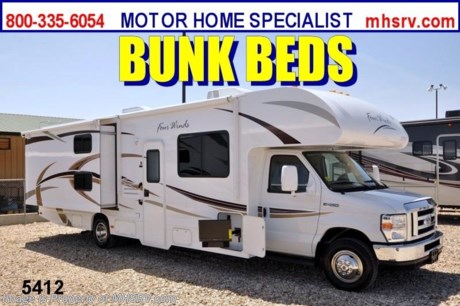 &lt;a href=&quot;http://www.mhsrv.com/thor-motor-coach/&quot;&gt;&lt;img src=&quot;http://www.mhsrv.com/images/sold-thor.jpg&quot; width=&quot;383&quot; height=&quot;141&quot; border=&quot;0&quot; /&gt;&lt;/a&gt; $2,000 VISA Gift Card with purchase. /TX 9/29/12/ #1 Volume Selling Thor Motor Coach Dealer in the World. &lt;object width=&quot;400&quot; height=&quot;300&quot;&gt;&lt;param name=&quot;movie&quot; value=&quot;http://www.youtube.com/v/_D_MrYPO4yY?version=3&amp;amp;hl=en_US&quot;&gt;&lt;/param&gt;&lt;param name=&quot;allowFullScreen&quot; value=&quot;true&quot;&gt;&lt;/param&gt;&lt;param name=&quot;allowscriptaccess&quot; value=&quot;always&quot;&gt;&lt;/param&gt;&lt;embed src=&quot;http://www.youtube.com/v/_D_MrYPO4yY?version=3&amp;amp;hl=en_US&quot; type=&quot;application/x-shockwave-flash&quot; width=&quot;400&quot; height=&quot;300&quot; allowscriptaccess=&quot;always&quot; allowfullscreen=&quot;true&quot;&gt;&lt;/embed&gt;&lt;/object&gt; MSRP $101,776. Visit MHSRV .com or Call 800-335-6054. You Won&#39;t Believe Our Everyday Sale Prices! New 2013 Thor Motor Coach Four Winds Class C RV. Model 31A with Ford E-450 chassis &amp; Ford Triton V-10 engine. This Bunk Bed unit measures approximately 32 feet 2 inches in length. Optional equipment includes the Four Winds graphics package, LED TV on swivel, DVD, glazed wood package, leatherette driver&#39;s and passenger&#39;s charis, LED TV with DVD in bedroom, back up camera and monitor, (2) LCD TVs in bunk beds, exterior entertainment center, automatic electric patio awning, convection/microwave, upgraded A/C, spare tire kit, heated remote exterior mirrors, outside shower, wheel liners, gas/electric water heater, second auxiliary battery, leatherette sofa, child saftey tether, Fantastic Fan, keyless cab entry, valve stem extenders, auto transfer switch &amp; heated holding tanks, automatic electric awning, exterior entertainment center. The Four Winds Class C RV has an incredible list of standard features for 2013 including power windows and locks, tinted coach glass, molded front cap, double door refrigerator, roof ladder, roof A/C unit, 4000 Onan Micro Quiet generator, slick fiberglass exterior, patio awning, full extension drawer glides, bedspread &amp; pillow shams and much more. FOR ADDITIONAL INFORMATION, BROCHURE, WINDOW STICKER, PHOTOS &amp; VIDEOS PLEASE VISIT MOTOR HOME SPECIALIST AT MHSRV .com or CALL 800-335-6054.
