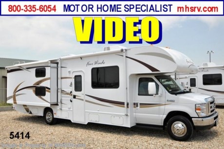 &lt;a href=&quot;http://www.mhsrv.com/thor-motor-coach/&quot;&gt;&lt;img src=&quot;http://www.mhsrv.com/images/sold-thor.jpg&quot; width=&quot;383&quot; height=&quot;141&quot; border=&quot;0&quot; /&gt;&lt;/a&gt; Receive a $1,000 VISA Gift Card /AL 3/28/13/ + MHSRV Camper&#39;s Pkg. that includes a 32 inch LCD TV with Built in DVD Player, a Sony Play Station 3 with Blu-Ray capability, a GPS Navigation System, (4) Collapsible Chairs, a Large Collapsible Table, a Rolling Igloo Cooler, an Electric Grill and a Complete Grillers Utensil Set with purchase of this unit. Offer valid Jan. 2nd and ends Mar. 30th 2013. #1 Volume Selling Thor Motor Coach Dealer in the World. &lt;object width=&quot;400&quot; height=&quot;300&quot;&gt;&lt;param name=&quot;movie&quot; value=&quot;http://www.youtube.com/v/S7FvsC3Fiv4?version=3&amp;amp;hl=en_US&quot;&gt;&lt;/param&gt;&lt;param name=&quot;allowFullScreen&quot; value=&quot;true&quot;&gt;&lt;/param&gt;&lt;param name=&quot;allowscriptaccess&quot; value=&quot;always&quot;&gt;&lt;/param&gt;&lt;embed src=&quot;http://www.youtube.com/v/S7FvsC3Fiv4?version=3&amp;amp;hl=en_US&quot; type=&quot;application/x-shockwave-flash&quot; width=&quot;400&quot; height=&quot;300&quot; allowscriptaccess=&quot;always&quot; allowfullscreen=&quot;true&quot;&gt;&lt;/embed&gt;&lt;/object&gt; MSRP $100,695. New 2013 Thor Motor Coach Four Winds Class C RV. Model 31A with Ford E-450 chassis &amp; Ford Triton V-10 engine. This Bunk House unit measures approximately 32 feet 2 inches in length. Optional equipment includes the Four Winds graphics package, LED TV on swivel, DVD, glazed wood package, leatherette driver&#39;s and passenger&#39;s charis, LED TV with DVD in bedroom, back up camera and monitor, (2) LCD TVs in bunk beds, convection/microwave, upgraded A/C, spare tire kit, heated remote exterior mirrors, outside shower, wheel liners, gas/electric water heater, second auxiliary battery, leatherette sofa, child saftey tether, Fantastic Fan, keyless cab entry, valve stem extenders, auto transfer switch &amp; heated holding tanks. The Four Winds Class C RV has an incredible list of standard features for 2013 including power windows and locks, tinted coach glass, molded front cap, double door refrigerator, roof ladder, roof A/C unit, 4000 Onan Micro Quiet generator, slick fiberglass exterior, patio awning, full extension drawer glides, bedspread &amp; pillow shams and much more. FOR ADDITIONAL INFORMATION, BROCHURE, WINDOW STICKER, PHOTOS &amp; VIDEOS PLEASE VISIT MOTOR HOME SPECIALIST AT MHSRV .com or CALL 800-335-6054.At Motor Home Specialist we DO NOT charge any prep or orientation fees like you will find at other dealerships. All sale prices include a 200 point inspection, interior &amp; exterior wash &amp; detail of vehicle, a thorough coach orientation with an MHS technician, an RV Starter&#39;s kit, a nights stay in our delivery park featuring landscaped and covered pads with full hook-ups and much more! Read From Thousands of Testimonials at MHSRV .com and See What They Had to Say About Their Experience at Motor Home Specialist. WHY PAY MORE?...... WHY SETTLE FOR LESS?