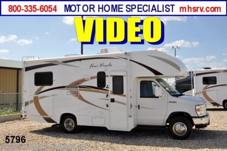 &lt;a href=&quot;http://www.mhsrv.com/thor-motor-coach/&quot;&gt;&lt;img src=&quot;http://www.mhsrv.com/images/sold-thor.jpg&quot; width=&quot;383&quot; height=&quot;141&quot; border=&quot;0&quot; /&gt;&lt;/a&gt; Close Out Price at MHSRV .com /TX 12/29/12/ + $2,000 Visa Gift Card with Purchase &amp; MHSRV will donate $1,000 to Cook Children&#39;s Hospital Starting Oct. 16th - Dec. 29th, 2012. Call 800-335-6054 or Visit MHSRV.com for Our Year End Close Out Price! &lt;object width=&quot;400&quot; height=&quot;300&quot;&gt;&lt;param name=&quot;movie&quot; value=&quot;http://www.youtube.com/v/S7FvsC3Fiv4?version=3&amp;amp;hl=en_US&quot;&gt;&lt;/param&gt;&lt;param name=&quot;allowFullScreen&quot; value=&quot;true&quot;&gt;&lt;/param&gt;&lt;param name=&quot;allowscriptaccess&quot; value=&quot;always&quot;&gt;&lt;/param&gt;&lt;embed src=&quot;http://www.youtube.com/v/S7FvsC3Fiv4?version=3&amp;amp;hl=en_US&quot; type=&quot;application/x-shockwave-flash&quot; width=&quot;400&quot; height=&quot;300&quot; allowscriptaccess=&quot;always&quot; allowfullscreen=&quot;true&quot;&gt;&lt;/embed&gt;&lt;/object&gt; MSRP $75,437. New 2013 Thor Motor Coach Four Winds Class C RV. Model 22E with Ford E-350 chassis &amp; Ford Triton V-10 engine. This unit measures approximately 23 feet 11 inches in length. Optional equipment includes the Four Winds graphics package, LED TV with DVD player, glazed wood package, wheel liners, leatherette driver &amp; passenger chairs, auto transfer switch &amp; heated holding tanks. The Four Winds Class C RV has an incredible list of standard features for 2013 including Mega exterior storage, power windows and locks, U-shaped dinette/sleeper with seat belts, tinted coach glass, molded front cap, double door refrigerator, skylight, roof ladder, roof A/C unit, 4000 Onan Micro Quiet generator, slick fiberglass exterior, patio awning, full extension drawer glides, bedspread &amp; pillow shams and much more. FOR ADDITIONAL INFORMATION, BROCHURE, WINDOW STICKER, PHOTOS &amp; VIDEOS PLEASE VISIT MOTOR HOME SPECIALIST AT MHSRV .com or CALL 800-335-6054.