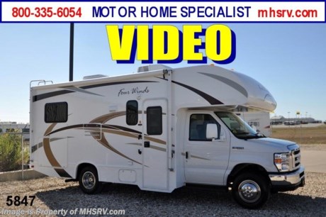 &lt;a href=&quot;http://www.mhsrv.com/thor-motor-coach/&quot;&gt;&lt;img src=&quot;http://www.mhsrv.com/images/sold-thor.jpg&quot; width=&quot;383&quot; height=&quot;141&quot; border=&quot;0&quot; /&gt;&lt;/a&gt; $2,000 VISA Gift Card with Purchase. Offer Ends April, 30th. 2013. /TX 4/20/13/ - &lt;object width=&quot;400&quot; height=&quot;300&quot;&gt;&lt;param name=&quot;movie&quot; value=&quot;http://www.youtube.com/v/S7FvsC3Fiv4?version=3&amp;amp;hl=en_US&quot;&gt;&lt;/param&gt;&lt;param name=&quot;allowFullScreen&quot; value=&quot;true&quot;&gt;&lt;/param&gt;&lt;param name=&quot;allowscriptaccess&quot; value=&quot;always&quot;&gt;&lt;/param&gt;&lt;embed src=&quot;http://www.youtube.com/v/S7FvsC3Fiv4?version=3&amp;amp;hl=en_US&quot; type=&quot;application/x-shockwave-flash&quot; width=&quot;400&quot; height=&quot;300&quot; allowscriptaccess=&quot;always&quot; allowfullscreen=&quot;true&quot;&gt;&lt;/embed&gt;&lt;/object&gt; MSRP $75,437. New 2013 Thor Motor Coach Four Winds Class C RV. Model 22E with Ford E-350 chassis &amp; Ford Triton V-10 engine. This unit measures approximately 23 feet 11 inches in length. Optional equipment includes the Four Winds graphics package, LED TV with DVD player, glazed wood package, wheel liners, leatherette driver &amp; passenger chairs, auto transfer switch &amp; heated holding tanks. The Four Winds Class C RV has an incredible list of standard features for 2013 including Mega exterior storage, power windows and locks, U-shaped dinette/sleeper with seat belts, tinted coach glass, molded front cap, double door refrigerator, skylight, roof ladder, roof A/C unit, 4000 Onan Micro Quiet generator, slick fiberglass exterior, patio awning, full extension drawer glides, bedspread &amp; pillow shams and much more. FOR ADDITIONAL INFORMATION, BROCHURE, WINDOW STICKER, PHOTOS &amp; VIDEOS PLEASE VISIT MOTOR HOME SPECIALIST AT MHSRV .com or CALL 800-335-6054. At Motor Home Specialist we DO NOT charge any prep or orientation fees like you will find at other dealerships. All sale prices include a 200 point inspection, interior &amp; exterior wash &amp; detail of vehicle, a thorough coach orientation with an MHS technician, an RV Starter&#39;s kit, a nights stay in our delivery park featuring landscaped and covered pads with full hook-ups and much more! Read From Thousands of Testimonials at MHSRV .com and See What They Had to Say About Their Experience at Motor Home Specialist. WHY PAY MORE?...... WHY SETTLE FOR LESS?