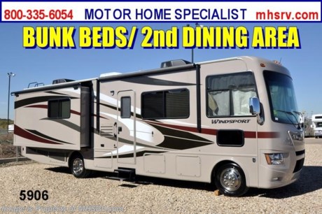 &lt;a href=&quot;http://www.mhsrv.com/thor-motor-coach/&quot;&gt;&lt;img src=&quot;http://www.mhsrv.com/images/sold-thor.jpg&quot; width=&quot;383&quot; height=&quot;141&quot; border=&quot;0&quot; /&gt;&lt;/a&gt; Receive a $1,000 VISA Gift Card /2/5/13/ + MHSRV Camper&#39;s Pkg. that includes a 32 inch LCD TV with Built in DVD Player, a Sony Play Station 3 with Blu-Ray capability, a GPS Navigation System, (4) Collapsible Chairs, a Large Collapsible Table, a Rolling Igloo Cooler, an Electric Grill and a Complete Grillers Utensil Set with purchase of this unit. Offer valid Jan. 2nd and ends Mar. 30th 2013. &lt;object width=&quot;400&quot; height=&quot;300&quot;&gt;&lt;param name=&quot;movie&quot; value=&quot;http://www.youtube.com/v/fBpsq4hH-Ws?version=3&amp;amp;hl=en_US&quot;&gt;&lt;/param&gt;&lt;param name=&quot;allowFullScreen&quot; value=&quot;true&quot;&gt;&lt;/param&gt;&lt;param name=&quot;allowscriptaccess&quot; value=&quot;always&quot;&gt;&lt;/param&gt;&lt;embed src=&quot;http://www.youtube.com/v/fBpsq4hH-Ws?version=3&amp;amp;hl=en_US&quot; type=&quot;application/x-shockwave-flash&quot; width=&quot;400&quot; height=&quot;300&quot; allowscriptaccess=&quot;always&quot; allowfullscreen=&quot;true&quot;&gt;&lt;/embed&gt;&lt;/object&gt; New 2013.5 (ALL NEW DESIGNED 2013 &amp; 1/2 MODEL) MSRP $123,087. Thor Motor Coach Windsport Model 33G. This all new Class A motor home measures approximately 33 feet in length &amp; features a Ford chassis, a V-10 Ford engine, (2) slide-out rooms, a leatherette booth dinette, bunkbeds &amp; a front over head LCD TV. Other exciting new features on the 2013.5 Windsport 33G include all new progressive styled front and rear caps, taller interior ceiling heights (now 82 inches), a leatherette hide-a-bed sofa, automatic leveling jacks, generator, electric entry step, 5,000 lb. hitch and much more. Optional equipment includes the all new Olympic Cherry wood package, Autumn Fire HD-Max exterior, bedroom LCD TV, LCD TV for each bunk, solid surface kitchen counter, heated holding tank pads, 13.5 BTU rear roof A/C, 5.5KW Onan generator, second auxiliary battery, gas/electric water heater, valve stem extenders and heated power mirrors with integrated side view cameras. FOR ADDITIONAL DETAILS, VIDEOS &amp; MORE PLEASE VISIT MOTOR HOME SPECIALIST at MHSRV .com or Call 800-335-6054. At Motor Home Specialist we DO NOT charge any prep or orientation fees like you will find at other dealerships. All sale prices include a 200 point inspection, wash/wax &amp; prep of vehicle, a thorough coach orientation with an MHS technician, an RV Starter&#39;s kit, a nights stay in our delivery park featuring landscaped and covered pads with full hook-ups and much more! Read From Thousands of Testimonials at MHSRV .com and See What They Had to Say About Their Experience at Motor Home Specialist. WHY PAY MORE?...... WHY SETTLE FOR LESS?  