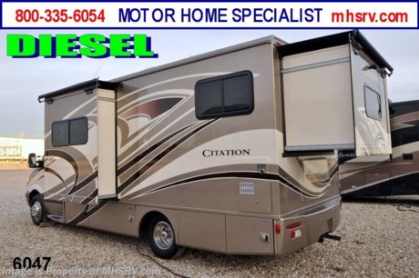 &lt;a href=&quot;http://www.mhsrv.com/thor-motor-coach/&quot;&gt;&lt;img src=&quot;http://www.mhsrv.com/images/sold-thor.jpg&quot; width=&quot;383&quot; height=&quot;141&quot; border=&quot;0&quot; /&gt;&lt;/a&gt; Receive a $1,000 VISA Gift Card /LA 3/18/13/ + MHSRV Camper&#39;s Pkg. that includes a 32 inch LCD TV with Built in DVD Player, a Sony Play Station 3 with Blu-Ray capability, a GPS Navigation System, (4) Collapsible Chairs, a Large Collapsible Table, a Rolling Igloo Cooler, an Electric Grill and a Complete Grillers Utensil Set with purchase of this unit. Offer valid Jan. 2nd and ends Mar. 30th 2013. MSRP $127,721. For Sale Price, Video Demonstration &amp; Additional Photos Call 800-335-6054 or Visit MHSRV .com  New 2013 Thor Motor Coach Chateau Citation Sprinter Diesel. Model 24SR. This RV measures approximately 24ft. 6in. in length &amp; features 2 slide-out rooms. Optional equipment includes the all new Vintage Maple wood package, full body paint exterior, LCD TV in bedroom, solid surface kitchen counter, Fantastic Fan, Onan diesel generator, heated holding tank pads, second auxiliary battery &amp; electric patio awning. The all new 2013 Chateau Citation Sprinter also features a turbo diesel engine, AM/FM/CD, power windows &amp; locks, keyless entry &amp; much more. For additional photos and information on this unit please visit Motor Home Specialist at MHSRV .com or call 800-335-6054. At Motor Home Specialist we DO NOT charge any prep or orientation fees like you will find at other dealerships. All sale prices include a 200 point inspection, interior &amp; exterior wash &amp; detail of vehicle, a thorough coach orientation with an MHS technician, an RV Starter&#39;s kit, a nights stay in our delivery park featuring landscaped and covered pads with full hook-ups and much more! Read From Thousands of Testimonials at MHSRV .com and See What They Had to Say About Their Experience at Motor Home Specialist. WHY PAY MORE?...... WHY SETTLE FOR LESS?