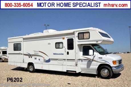 &lt;a href=&quot;http://www.mhsrv.com/winnebago-rvs/&quot;&gt;&lt;img src=&quot;http://www.mhsrv.com/images/sold-winnebago.jpg&quot; width=&quot;383&quot; height=&quot;141&quot; border=&quot;0&quot; /&gt;&lt;/a&gt; Used Winnebago RV /FL 10/31/12/ 2004 Winnebago Minnie (31C) with slide and only 19,831 miles. This RV is approximately 31&#39; in length with a 6.8L Ford gas engine, Ford 450 Chassis, 4KW Onan gas generator with 132 miles, patio awning, slide-out room toppers, tank heater, 5K lb. hitch, power leveling, exterior entertainment system, cab over bunk, and ducted roof A/C system. For complete details visit Motor Home Specialist at MHSRV .com or 800-335-6054.