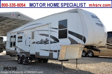 &lt;a href=&quot;http://www.mhsrv.com/5th-wheels/&quot;&gt;&lt;img src=&quot;http://www.mhsrv.com/images/sold-5thwheel.jpg&quot; width=&quot;383&quot; height=&quot;141&quot; border=&quot;0&quot; /&gt;&lt;/a&gt; Used Forest River RV /TX 1/23/13/ 2009 Forest River Sierra (296) is 32&#39; in length with 2 slides, power patio awning, pass-thru storage, aluminum wheels, exterior/ shower, fireplace, dual ducted roof A/C and 2 HD TVs. For complete details visit Motor Home Specialist at MHSRV .com or 800-335-6054.