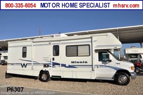 &lt;a href=&quot;http://www.mhsrv.com/winnebago-rvs/&quot;&gt;&lt;img src=&quot;http://www.mhsrv.com/images/sold-winnebago.jpg&quot; width=&quot;383&quot; height=&quot;141&quot; border=&quot;0&quot; /&gt;&lt;/a&gt; Used Winnebago RV /TX 3/18/13/ - 2003 Winnebago Minnie (29B) with 2 slides and 23,034 miles. This RV is approximately 30feet in length with a 6.8L Ford V10 engine, Ford 450 chassis, 4KW Onan generator, power windows and locks, patio awning, exterior shower, 3.5K lb. hitch, exterior entertainment system, work station in bedroom, ducted roof A/C and HD TV. For complete details visit Motor Home Specialist at MHSRV .com or 800-335-6054.