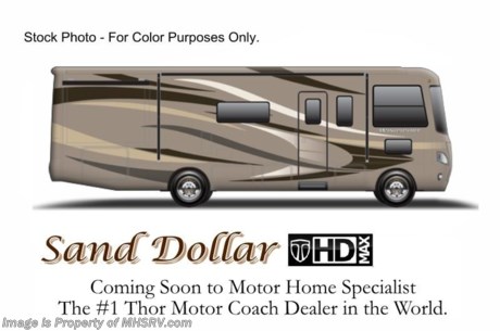 &lt;a href=&quot;http://www.mhsrv.com/thor-motor-coach/&quot;&gt;&lt;img src=&quot;http://www.mhsrv.com/images/sold-thor.jpg&quot; width=&quot;383&quot; height=&quot;141&quot; border=&quot;0&quot; /&gt;&lt;/a&gt; $2,000 VISA Gift Card with Purchase. /TX 4/29/13/ - Offer Ends April, 30th. 2013.  &lt;object width=&quot;400&quot; height=&quot;300&quot;&gt;&lt;param name=&quot;movie&quot; value=&quot;http://www.youtube.com/v/llh7damqkgE?hl=en_US&amp;amp;version=3&quot;&gt;&lt;/param&gt;&lt;param name=&quot;allowFullScreen&quot; value=&quot;true&quot;&gt;&lt;/param&gt;&lt;param name=&quot;allowscriptaccess&quot; value=&quot;always&quot;&gt;&lt;/param&gt;&lt;embed src=&quot;http://www.youtube.com/v/llh7damqkgE?hl=en_US&amp;amp;version=3&quot; type=&quot;application/x-shockwave-flash&quot; width=&quot;400&quot; height=&quot;300&quot; allowscriptaccess=&quot;always&quot; allowfullscreen=&quot;true&quot;&gt;&lt;/embed&gt;&lt;/object&gt;  New 2013.5 (ALL NEW DESIGNED 2013 &amp; 1/2 MODEL) MSRP $128,840. Thor Motor Coach Windsport 34F Model. This all new Class A motor home measures approximately 35 feet 10 inches in length &amp; features a 22,000-lb. Ford chassis, a V-10 Ford engine, a full wall slide, a king bed, a leatherette U-Shaped dinette &amp; mid-ship LCD TV with TV swivel-system. Other exciting new features on the 2013.5 Windsport 34F include all new progressive styled front and rear caps, taller interior ceiling heights (now 82 inches), a leatherette hide-a-bed sofa, stack washer/dryer prep, automatic leveling jacks, an Onan generator, second auxiliary batteries, electric/gas water heater, rear roof air conditioner, electric entry step, 5,000 lb. hitch and much more. Optional equipment includes the Olympic Cherry wood package, Sand Dollar HD-Max exterior, bedroom LCD TV, solid surface kitchen counter, electric drop down over head bunk above captain&#39;s chairs, heated holding tank pads, Fantastic Fan in kitchen area, valve stem extenders, exterior entertainment center with large LCD TV, 6 way power driver seat, heated power mirrors with integrated side view cameras and a exterior kitchen that includes a 600 watt inverter, refrigerator, storage drawers, preparation counter with sink and a portable gas grill. FOR INTERNET SALE PRICE, ADDITIONAL DETAILS, VIDEOS &amp; MORE PLEASE VISIT MOTOR HOME SPECIALIST at MHSRV .com or Call 800-335-6054. At Motor Home Specialist we DO NOT charge any prep or orientation fees like you will find at other dealerships. All sale prices include a 200 point inspection, interior &amp; exterior wash &amp; detail of vehicle, a thorough coach orientation with an MHS technician, an RV Starter&#39;s kit, a nights stay in our delivery park featuring landscaped and covered pads with full hook-ups and much more! Read From Thousands of Testimonials at MHSRV .com and See What They Had to Say About Their Experience at Motor Home Specialist. WHY PAY MORE?...... WHY SETTLE FOR LESS?