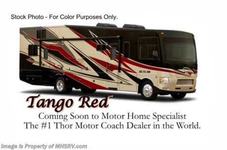 &lt;a href=&quot;http://www.mhsrv.com/thor-motor-coach/&quot;&gt;&lt;img src=&quot;http://www.mhsrv.com/images/sold-thor.jpg&quot; width=&quot;383&quot; height=&quot;141&quot; border=&quot;0&quot; /&gt;&lt;/a&gt; 

&lt;object width=&quot;400&quot; height=&quot;300&quot;&gt;&lt;param name=&quot;movie&quot; value=&quot;http://www.youtube.com/v/3ISEXmsKvKw?version=3&amp;amp;hl=en_US&quot;&gt;&lt;/param&gt;&lt;param name=&quot;allowFullScreen&quot; value=&quot;true&quot;&gt;&lt;/param&gt;&lt;param name=&quot;allowscriptaccess&quot; value=&quot;always&quot;&gt;&lt;/param&gt;&lt;embed src=&quot;http://www.youtube.com/v/3ISEXmsKvKw?version=3&amp;amp;hl=en_US&quot; type=&quot;application/x-shockwave-flash&quot; width=&quot;400&quot; height=&quot;300&quot; allowscriptaccess=&quot;always&quot; allowfullscreen=&quot;true&quot;&gt;&lt;/embed&gt;&lt;/object&gt;For the Lowest Price Please Visit MHSRV .com or Call 800-335-6054. /TX 5/6/13/ #1 Thor Motor Coach &amp; Outlaw Toy Hauler Dealer in the World. MSRP $170,124. New 2014 Thor Motor Coach Outlaw Toy Hauler. Model 37MD with 2 slide-out rooms and Ford 24-Series chassis with Triton V-10 engine, U-shaped dinette booth &amp; high polished aluminum wheels. This unit measures approximately 38 feet 7 inches in length. Optional equipment includes an electric overhead hide-away bunk, dual cargo sofas in garage area, drop down ramp door with spring assist &amp; railing for patio use. The Outlaw toy hauler RV has an incredible list of standard features for 2014 including a full body exterior paint job, beautiful wood &amp; interior decor packages, (5) LCD TVs including an exterior entertainment center, LCD TV in loft and LCD TV in garage. You will also find a theater sound system in the living room with hidden sub woofer, stereo in garage, exterior stereo speakers and audio controls, power patio awing, dual side entrance doors, dual pane windows, fueling station, 1-piece windshield,  a 5500 Onan generator, back-up camera, automatic leveling system, Soft Touch leather furniture, hide-a-bed sofa with power inflate &amp; deflate controls, day/night shades and much more. FOR ADDITIONAL INFORMATION, BROCHURE, WINDOW STICKER, PHOTOS &amp; PRODUCT VIDEO PLEASE VISIT MOTOR HOME SPECIALIST AT MHSRV .COM or CALL 800-335-6054. At Motor Home Specialist we DO NOT charge any prep or orientation fees like you will find at other dealerships. All sale prices include a 200 point inspection, interior &amp; exterior wash &amp; detail of vehicle, a thorough coach orientation with an MHS technician, an RV Starter&#39;s kit, a nights stay in our delivery park featuring landscaped and covered pads with full hook-ups and much more! Read From Thousands of Testimonials at MHSRV .com and See What They Had to Say About Their Experience at Motor Home Specialist. WHY PAY MORE?...... WHY SETTLE FOR LESS?