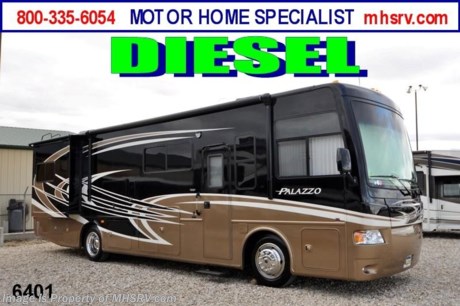 &lt;a href=&quot;http://www.mhsrv.com/thor-motor-coach/&quot;&gt;&lt;img src=&quot;http://www.mhsrv.com/images/sold-thor.jpg&quot; width=&quot;383&quot; height=&quot;141&quot; border=&quot;0&quot; /&gt;&lt;/a&gt; EMERGENCY 911 Inventory Reduction Sale Unit! /FL 6/12/13/ DRASTICALLY REDUCED to Make Room for Over 500 New 2014 Models on Order! Don&#39;t hesitate! When it&#39;s gone.......it&#39;s GONE!  PLUS!!! $2,000 VISA Gift Card with Purchase of this unit. Offer Ends June 29th, 2013. &lt;object width=&quot;400&quot; height=&quot;300&quot;&gt;&lt;param name=&quot;movie&quot; value=&quot;http://www.youtube.com/v/_D_MrYPO4yY?version=3&amp;amp;hl=en_US&quot;&gt;&lt;/param&gt;&lt;param name=&quot;allowFullScreen&quot; value=&quot;true&quot;&gt;&lt;/param&gt;&lt;param name=&quot;allowscriptaccess&quot; value=&quot;always&quot;&gt;&lt;/param&gt;&lt;embed src=&quot;http://www.youtube.com/v/_D_MrYPO4yY?version=3&amp;amp;hl=en_US&quot; type=&quot;application/x-shockwave-flash&quot; width=&quot;400&quot; height=&quot;300&quot; allowscriptaccess=&quot;always&quot; allowfullscreen=&quot;true&quot;&gt;&lt;/embed&gt;&lt;/object&gt; #1 Volume Selling Thor Motor Coach Dealer in the World. MSRP $200,147. All New 2013 Thor Motor Coach Palazzo Diesel Pusher. Model 33.2. This Diesel Pusher RV features (2) slide-out rooms including a driver&#39;s side full wall slide, booth dinette with LCD TV and optional stack washer/dryer set. Optional equipment includes a Vintage Maple wood package, Galleria full body paint exterior, Auburn Passage interior decor, exterior LCD TV, invisible front paint protection, overhead bunk &amp; stackable washer/dryer. The 2013 Palazzo also features a 300 HP Cummins diesel engine with 660 lbs. of torque, Freightliner XC chassis, 6000 Onan diesel generator with AGS, power driver&#39;s seat, inverter, LCD TV/DVD, residential refrigerator, solid surface countertops, (2) ducted roof A/C units, 3-camera monitoring system, one piece windshield, fiberglass storage compartments, fully automatic hydraulic leveling system, automatic entry step, electric patio awning and much more. CALL MOTOR HOME SPECIALIST at 800-335-6054 or Visit MHSRV .com FOR ADDITONAL PHOTOS, DETAILS, BROCHURE, FACTORY WINDOW STICKER, VIDEOS &amp; MORE. At Motor Home Specialist we DO NOT charge any prep or orientation fees like you will find at other dealerships. All sale prices include a 200 point inspection, interior &amp; exterior wash &amp; detail of vehicle, a thorough coach orientation with an MHS technician, an RV Starter&#39;s kit, a nights stay in our delivery park featuring landscaped and covered pads with full hook-ups and much more! Read From Thousands of Testimonials at MHSRV .com and See What They Had to Say About Their Experience at Motor Home Specialist. WHY PAY MORE?...... WHY SETTLE FOR LESS?