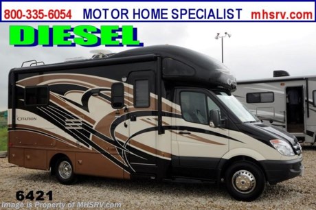 /TX 12/5/2013 &lt;a href=&quot;http://www.mhsrv.com/thor-motor-coach/&quot;&gt;&lt;img src=&quot;http://www.mhsrv.com/images/sold-thor.jpg&quot; width=&quot;383&quot; height=&quot;141&quot; border=&quot;0&quot; /&gt;&lt;/a&gt; YEAR END CLOSE-OUT! Purchase this unit anytime before Dec. 30th, 2013 and receive a $2,000 VISA Gift Card. MHSRV will also Donate $1,000 to Cook Children&#39;s. Complete details at MHSRV .com or 800-335-6054. For the Lowest Price &amp; Largest Selection Visit the #1 Volume Selling Dealer in the World at MHSRV .com or Call 800-335-6054. MSRP $126,963.  New 2014 Thor Motor Coach Chateau Citation Sprinter Diesel. Model 24SA. This RV measures approximately 24ft. 6in. in length &amp; features a slide-out room. Optional equipment includes the Cafe Mocha full body paint exterior, LCD TV in bedroom, leatherette U-Shaped dinette, solid surface kitchen counter, wood dash applique, 12V attic fan, Onan diesel generator, heated holding tank pads and a second auxiliary battery. The all new 2014 Chateau Citation Sprinter also features a turbo diesel engine, AM/FM/CD, cabover entertainment center with LCD TV, electric patio awning, power windows &amp; locks, keyless entry &amp; much more. For additional photos and information on this unit please visit Motor Home Specialist at MHSRV .com or call 800-335-6054. At Motor Home Specialist we DO NOT charge any prep or orientation fees like you will find at other dealerships. All sale prices include a 200 point inspection, interior &amp; exterior wash &amp; detail of vehicle, a thorough coach orientation with an MHS technician, an RV Starter&#39;s kit, a nights stay in our delivery park featuring landscaped and covered pads with full hook-ups and much more! Read From Thousands of Testimonials at MHSRV .com and See What They Had to Say About Their Experience at Motor Home Specialist. WHY PAY MORE?...... WHY SETTLE FOR LESS?