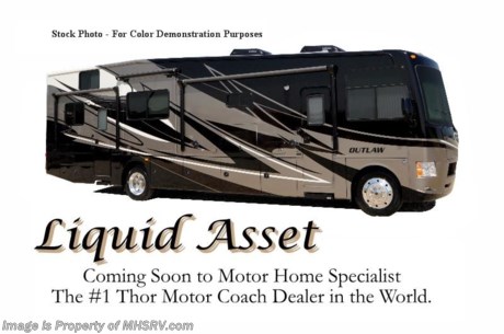 &lt;a href=&quot;http://www.mhsrv.com/thor-motor-coach/&quot;&gt;&lt;img src=&quot;http://www.mhsrv.com/images/sold-thor.jpg&quot; width=&quot;383&quot; height=&quot;141&quot; border=&quot;0&quot; /&gt;&lt;/a&gt;

&lt;object width=&quot;400&quot; height=&quot;300&quot;&gt;&lt;param name=&quot;movie&quot; value=&quot;http://www.youtube.com/v/3ISEXmsKvKw?version=3&amp;amp;hl=en_US&quot;&gt;&lt;/param&gt;&lt;param name=&quot;allowFullScreen&quot; value=&quot;true&quot;&gt;&lt;/param&gt;&lt;param name=&quot;allowscriptaccess&quot; value=&quot;always&quot;&gt;&lt;/param&gt;&lt;embed src=&quot;http://www.youtube.com/v/3ISEXmsKvKw?version=3&amp;amp;hl=en_US&quot; type=&quot;application/x-shockwave-flash&quot; width=&quot;400&quot; height=&quot;300&quot; allowscriptaccess=&quot;always&quot; allowfullscreen=&quot;true&quot;&gt;&lt;/embed&gt;&lt;/object&gt;#1 Thor Motor Coach &amp; Outlaw Toy Hauler Dealer in the World. /TX 5/25/13/ For the Lowest Price Please Visit MHSRV .com or Call 800-335-6054. MSRP $163,914. New 2014 Thor Motor Coach Outlaw Toy Hauler. Model 37LS with slide-out room and Ford 24-Series chassis with Triton V-10 engine &amp; high polished aluminum wheels. This unit measures approximately 38 feet 4 inches in length. Options include the Liquid Asset full body exterior, an electric overhead hide-away bunk, dual cargo sofas in garage area, drop down ramp door with spring assist &amp; railing for patio use. The Outlaw toy hauler RV has an incredible list of standard features for 2014 including a full body exterior paint job, beautiful wood &amp; interior decor packages, (4) LCD TVs including and exterior entertainment center, large living room LCD TV on slide-out, LCD TV in loft and LCD TV in garage. You will also find a theater sound system in the living room with hidden sub woofer, stereo in garage, exterior stereo speakers and audio controls, power patio awing, dual side entrance doors, dual pane windows, fueling station, 1-piece windshield,  a 5500 Onan generator, back-up camera, automatic leveling system, Soft Touch leather furniture, hide-a-bed sofa with power inflate &amp; deflate controls, day/night shades and much more. FOR ADDITIONAL INFORMATION, BROCHURE, WINDOW STICKER, PHOTOS &amp; PRODUCT VIDEO PLEASE VISIT MOTOR HOME SPECIALIST AT MHSRV .COM or CALL 800-335-6054. At Motor Home Specialist we DO NOT charge any prep or orientation fees like you will find at other dealerships. All sale prices include a 200 point inspection, interior &amp; exterior wash &amp; detail of vehicle, a thorough coach orientation with an MHS technician, an RV Starter&#39;s kit, a nights stay in our delivery park featuring landscaped and covered pads with full hook-ups and much more! Read From Thousands of Testimonials at MHSRV .com and See What They Had to Say About Their Experience at Motor Home Specialist. WHY PAY MORE?...... WHY SETTLE FOR LESS?