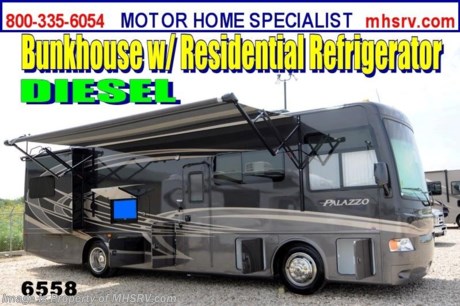 &lt;a href=&quot;http://www.mhsrv.com/thor-motor-coach/&quot;&gt;&lt;img src=&quot;http://www.mhsrv.com/images/sold-thor.jpg&quot; width=&quot;383&quot; height=&quot;141&quot; border=&quot;0&quot; /&gt;&lt;/a&gt; Purchase any time before the World&#39;s RV Show ends Sept. 14th, 2013 and MHSRV will Donate $1,000 to the Intrepid Fallen Heroes Fund with purchase of this unit. Complete details at MHSRV .com or 800-335-6054. / OK 8/15/13/ &lt;object width=&quot;400&quot; height=&quot;300&quot;&gt;&lt;param name=&quot;movie&quot; value=&quot;http://www.youtube.com/v/_D_MrYPO4yY?version=3&amp;amp;hl=en_US&quot;&gt;&lt;/param&gt;&lt;param name=&quot;allowFullScreen&quot; value=&quot;true&quot;&gt;&lt;/param&gt;&lt;param name=&quot;allowscriptaccess&quot; value=&quot;always&quot;&gt;&lt;/param&gt;&lt;embed src=&quot;http://www.youtube.com/v/_D_MrYPO4yY?version=3&amp;amp;hl=en_US&quot; type=&quot;application/x-shockwave-flash&quot; width=&quot;400&quot; height=&quot;300&quot; allowscriptaccess=&quot;always&quot; allowfullscreen=&quot;true&quot;&gt;&lt;/embed&gt;&lt;/object&gt; #1 Volume Selling Thor Motor Coach Dealer in the World. MSRP $204,436. All New 2014 Thor Motor Coach Palazzo Diesel Pusher. Model 33.3. This Diesel Pusher RV features (2) slide-out rooms including a driver&#39;s side full wall slide, bunk beds and booth dinette with LCD TV. Optional equipment includes a Vintage Maple wood package, Folkstone full body paint exterior, Granite Hill interior decor, exterior LCD TV, invisible front paint protection &amp; front electric drop-down over head bunk. The 2014 Palazzo also features a 300 HP Cummins diesel engine with 660 lbs. of torque, Freightliner XC chassis, 6000 Onan diesel generator with AGS, power driver&#39;s seat, inverter, LCD TV/DVD, residential refrigerator, solid surface countertops, (2) ducted roof A/C units, 3-camera monitoring system, one piece windshield, fiberglass storage compartments, fully automatic hydraulic leveling system, automatic entry step, electric patio awning and much more. CALL MOTOR HOME SPECIALIST at 800-335-6054 or Visit MHSRV .com FOR ADDITONAL PHOTOS, DETAILS, BROCHURE, FACTORY WINDOW STICKER, VIDEOS &amp; MORE. At Motor Home Specialist we DO NOT charge any prep or orientation fees like you will find at other dealerships. All sale prices include a 200 point inspection, interior &amp; exterior wash &amp; detail of vehicle, a thorough coach orientation with an MHS technician, an RV Starter&#39;s kit, a nights stay in our delivery park featuring landscaped and covered pads with full hook-ups and much more! Read From Thousands of Testimonials at MHSRV .com and See What They Had to Say About Their Experience at Motor Home Specialist. WHY PAY MORE?...... WHY SETTLE FOR LESS?