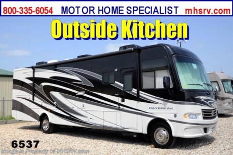 /TX 9/9/13 &lt;a href=&quot;http://www.mhsrv.com/thor-motor-coach/&quot;&gt;&lt;img src=&quot;http://www.mhsrv.com/images/sold-thor.jpg&quot; width=&quot;383&quot; height=&quot;141&quot; border=&quot;0&quot; /&gt;&lt;/a&gt;Purchase this unit any time before the World&#39;s RV Show ends Sept. 14th, 2013 and receive a $2,000 VISA Gift Card. MHSRV will also Donate $1,000 to the Intrepid Fallen Heroes Fund. Complete details at MHSRV .com or 800-335-6054.  &lt;object width=&quot;400&quot; height=&quot;300&quot;&gt;&lt;param name=&quot;movie&quot; value=&quot;http://www.youtube.com/v/_D_MrYPO4yY?version=3&amp;amp;hl=en_US&quot;&gt;&lt;/param&gt;&lt;param name=&quot;allowFullScreen&quot; value=&quot;true&quot;&gt;&lt;/param&gt;&lt;param name=&quot;allowscriptaccess&quot; value=&quot;always&quot;&gt;&lt;/param&gt;&lt;embed src=&quot;http://www.youtube.com/v/_D_MrYPO4yY?version=3&amp;amp;hl=en_US&quot; type=&quot;application/x-shockwave-flash&quot; width=&quot;400&quot; height=&quot;300&quot; allowscriptaccess=&quot;always&quot; allowfullscreen=&quot;true&quot;&gt;&lt;/embed&gt;&lt;/object&gt;
 For the Lowest Price Visit MHSRV .com or Call 800-335-6054. The #1 Selling Dealer in the World with 1 Location! MSRP $139,390. The All New 2014 Thor Motor Coach Daybreak: Model 34XD. This RV measures approximately 35 feet 5 inches in length &amp; has a full wall slide. Optional equipment includes Vintage Maple wood package, Phantom full body paint exterior, LCD TV in the bedroom, exterior entertainment package, 600 watt inverter, exterior refrigerator, exterior sink and portable gas grill, 5.5 KW Onan generator, 50 Amp service, dual auxiliary batteries, gas/electric water heater and a second 13.5 BTU ducted central A/C. The all new Thor Daybreak motor home also features a Ford 22,000 lb. chassis with Triton V-10 Ford engine, power patio awning, tinted 1-piece windshield, ball bearing drawer glides, king sized bed, jumbo leatherette U-Shaped dinette, leatherette sofa with flip-out air mattress, MEGA storage, stackable washer/dryer prep, mid-ship LCD TV on swivel, pedestal table between the captain&#39;s chairs and much more. FOR ADDITIONAL PHOTOS, INFO &amp; VIDEOS please visit Motor Home Specialist at MHSRV. com or call 800-335-6054. At Motor Home Specialist we DO NOT charge any prep or orientation fees like you will find at other dealerships. All sale prices include a 200 point inspection, interior &amp; exterior wash &amp; detail of vehicle, a thorough coach orientation with an MHS technician, an RV Starter&#39;s kit, a nights stay in our delivery park featuring landscaped and covered pads with full hook-ups and much more! Read From Thousands of Testimonials at MHSRV .com and See What They Had to Say About Their Experience at Motor Home Specialist. WHY PAY MORE?...... WHY SETTLE FOR LESS?