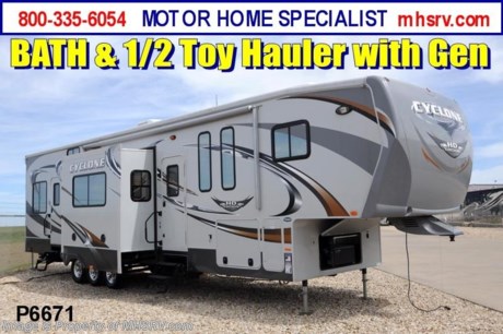 &lt;a href=&quot;http://www.mhsrv.com/5th-wheels/&quot;&gt;&lt;img src=&quot;http://www.mhsrv.com/images/sold-5thwheel.jpg&quot; width=&quot;383&quot; height=&quot;141&quot; border=&quot;0&quot; /&gt;&lt;/a&gt; Used Heartland RV /CO 5/20/13/ - 2011 Heartland Cyclone (3950) toy hauler is approximately 42 feet in length with 3 slides, 5.5KW Onan gas generator, power patio awning, 50 Amp service, pass-thru storage, aluminum wheels, LED running lights, black tank ringing system, exterior shower, water hose, roof ladder, exterior speakers, external fuel point, 2 dinette tables in toy area, U-shaped booth that converts to a sleeper, foot rest, night shades, Fantastic Fan, kitchen island, microwave, 3 burner range with gas oven, central vacuum, solid surface counters, sink covers, 2 refrigerators, bath &amp;1/2, glass door shower, queen size pillow top mattress, 2 ducted roof A/Cs, LCD TV with CD/DVD player, 2 loft beds and 2 drop down beds in the toy area with one of them converting into the second dinette table. For complete details visit Motor Home Specialist at MHSRV .com or 800-335-6054.