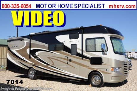 /TX 11/18/2013 &lt;a href=&quot;http://www.mhsrv.com/thor-motor-coach/&quot;&gt;&lt;img src=&quot;http://www.mhsrv.com/images/sold-thor.jpg&quot; width=&quot;383&quot; height=&quot;141&quot; border=&quot;0&quot; /&gt;&lt;/a&gt; YEAR END CLOSE-OUT! Purchase this unit anytime before Dec. 30th, 2013 and receive a $2,000 VISA Gift Card. MHSRV will also Donate $1,000 to Cook Children&#39;s. Complete details at MHSRV .com or 800-335-6054. &lt;object width=&quot;400&quot; height=&quot;300&quot;&gt;&lt;param name=&quot;movie&quot; value=&quot;http://www.youtube.com/v/IK6i7SriLik?version=3&amp;amp;hl=en_US&quot;&gt;&lt;/param&gt;&lt;param name=&quot;allowFullScreen&quot; value=&quot;true&quot;&gt;&lt;/param&gt;&lt;param name=&quot;allowscriptaccess&quot; value=&quot;always&quot;&gt;&lt;/param&gt;&lt;embed src=&quot;http://www.youtube.com/v/IK6i7SriLik?version=3&amp;amp;hl=en_US&quot; type=&quot;application/x-shockwave-flash&quot; width=&quot;400&quot; height=&quot;300&quot; allowscriptaccess=&quot;always&quot; allowfullscreen=&quot;true&quot;&gt;&lt;/embed&gt;&lt;/object&gt;For the Lowest Price Please Visit MHSRV .com or Call 800-335-6054. #1 Volume Selling Dealer in the World! MSRP $115,114. New 2014 Thor Motor Coach A.C.E. Model 30.1 with (2) slide-out rooms. The A.C.E. is the class A &amp; C Evolution. It Combines many of the most popular features of a class A motor home and a class C motor home to make something truly unique to the RV industry. This unit measures approximately 30 feet 10 inches in length. Optional equipment includes beautiful Travertine full body paint exterior, exterior TV, heated power side mirrors with integrated side view cameras, LCD TV &amp; DVD player in master bedroom, upgraded 15.0 BTU ducted roof A/C unit, hydraulic leveling jacks, second auxiliary battery and attic fan in bathroom. The A.C.E. also features a large LCD TV, drop down overhead bunk, a mud-room, a Ford Triton V-10 engine and much more. FOR ADDITIONAL INFORMATION, VIDEO, MSRP, BROCHURE, PHOTOS &amp; MORE PLEASE CALL 800-335-6054 or VISIT MHSRV .com At Motor Home Specialist we DO NOT charge any prep or orientation fees like you will find at other dealerships. All sale prices include a 200 point inspection, interior &amp; exterior wash &amp; detail of vehicle, a thorough coach orientation with an MHS technician, an RV Starter&#39;s kit, a nights stay in our delivery park featuring landscaped and covered pads with full hook-ups and much more! Read From Thousands of Testimonials at MHSRV .com and See What They Had to Say About Their Experience at Motor Home Specialist. WHY PAY MORE?...... WHY SETTLE FOR LESS?
