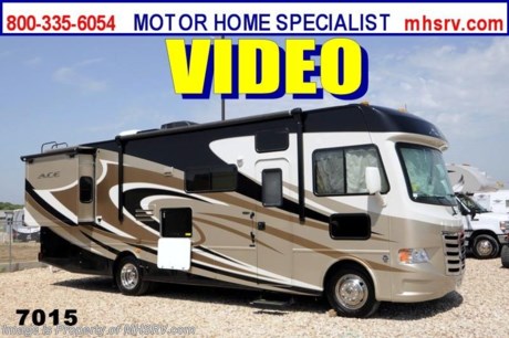 / TX 9/2/2013 &lt;a href=&quot;http://www.mhsrv.com/thor-motor-coach/&quot;&gt;&lt;img src=&quot;http://www.mhsrv.com/images/sold-thor.jpg&quot; width=&quot;383&quot; height=&quot;141&quot; border=&quot;0&quot; /&gt;&lt;/a&gt; Purchase any time before the World&#39;s RV Show ends Sept. 14th, 2013 and MHSRV will Donate $1,000 to the Intrepid Fallen Heroes Fund with purchase of this unit. Complete details at MHSRV .com or 800-335-6054. &lt;object width=&quot;400&quot; height=&quot;300&quot;&gt;&lt;param name=&quot;movie&quot; value=&quot;http://www.youtube.com/v/IK6i7SriLik?version=3&amp;amp;hl=en_US&quot;&gt;&lt;/param&gt;&lt;param name=&quot;allowFullScreen&quot; value=&quot;true&quot;&gt;&lt;/param&gt;&lt;param name=&quot;allowscriptaccess&quot; value=&quot;always&quot;&gt;&lt;/param&gt;&lt;embed src=&quot;http://www.youtube.com/v/IK6i7SriLik?version=3&amp;amp;hl=en_US&quot; type=&quot;application/x-shockwave-flash&quot; width=&quot;400&quot; height=&quot;300&quot; allowscriptaccess=&quot;always&quot; allowfullscreen=&quot;true&quot;&gt;&lt;/embed&gt;&lt;/object&gt;For the Lowest Price Please Visit MHSRV .com or Call 800-335-6054. MSRP $115,114. New 2014 Thor Motor Coach A.C.E. Model 30.1 with (2) slide-out rooms. The A.C.E. is the class A &amp; C Evolution. It Combines many of the most popular features of a class A motor home and a class C motor home to make something truly unique to the RV industry. This unit measures approximately 30 feet 10 inches in length. Optional equipment includes beautiful Travertine full body paint exterior, exterior TV, heated power side mirrors with integrated side view cameras, LCD TV &amp; DVD player in master bedroom, upgraded 15.0 BTU ducted roof A/C unit, hydraulic leveling jacks, second auxiliary battery and attic fan in bathroom. The A.C.E. also features a large LCD TV, drop down overhead bunk, a mud-room, a Ford Triton V-10 engine and much more. FOR ADDITIONAL INFORMATION, VIDEO, MSRP, BROCHURE, PHOTOS &amp; MORE PLEASE CALL 800-335-6054 or VISIT MHSRV .com At Motor Home Specialist we DO NOT charge any prep or orientation fees like you will find at other dealerships. All sale prices include a 200 point inspection, interior &amp; exterior wash &amp; detail of vehicle, a thorough coach orientation with an MHS technician, an RV Starter&#39;s kit, a nights stay in our delivery park featuring landscaped and covered pads with full hook-ups and much more! Read From Thousands of Testimonials at MHSRV .com and See What They Had to Say About Their Experience at Motor Home Specialist. WHY PAY MORE?...... WHY SETTLE FOR LESS?