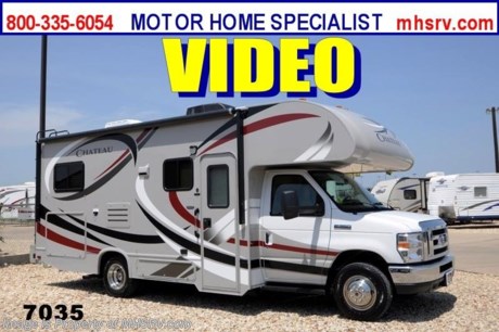 &lt;a href=&quot;http://www.mhsrv.com/thor-motor-coach/&quot;&gt;&lt;img src=&quot;http://www.mhsrv.com/images/sold-thor.jpg&quot; width=&quot;383&quot; height=&quot;141&quot; border=&quot;0&quot; /&gt;&lt;/a&gt; Purchase any time before the World&#39;s RV Show ends Sept. 14th, 2013 and MHSRV will Donate $1,000 to the Intrepid Fallen Heroes Fund with purchase of this unit. Complete details at MHSRV .com or 800-335-6054. / TX 8/24/13/ #1 Volume Selling Thor Motor Coach Dealer in the World. &lt;object width=&quot;400&quot; height=&quot;300&quot;&gt;&lt;param name=&quot;movie&quot; value=&quot;//www.youtube.com/v/zb5_686Rceo?version=3&amp;amp;hl=en_US&quot;&gt;&lt;/param&gt;&lt;param name=&quot;allowFullScreen&quot; value=&quot;true&quot;&gt;&lt;/param&gt;&lt;param name=&quot;allowscriptaccess&quot; value=&quot;always&quot;&gt;&lt;/param&gt;&lt;embed src=&quot;//www.youtube.com/v/zb5_686Rceo?version=3&amp;amp;hl=en_US&quot; type=&quot;application/x-shockwave-flash&quot; width=&quot;400&quot; height=&quot;300&quot; allowscriptaccess=&quot;always&quot; allowfullscreen=&quot;true&quot;&gt;&lt;/embed&gt;&lt;/object&gt; Visit MHSRV .com or Call 800-335-6054. You Won&#39;t Believe Our Sale Price! MSRP $88,508. New 2014 Thor Motor Coach Chateau Class C RV. Model 24C with slide-out, Ford E-350 chassis &amp; Ford Triton V-10 engine. This unit measures approximately 24 feet 11 inches in length. Optional equipment includes the all new HD-Max color exterior, large cabover LED TV with DVD player, convection microwave, power vent, exterior shower, gas/electric water heater, heated holding tanks, auto transfer switch, second auxiliary battery, wheel liners, valve stem extenders, keyless entry, spare tire, electric patio awning, back-up monitor, heated remote exterior mirrors with integrated side view cameras, leatherette driver &amp; passenger captain&#39;s chairs, cockpit carpet mat and wood dash applique. The Chateau Class C RV has an incredible list of standard features for 2014 including Mega exterior storage, an LCD TV, power windows and locks, U-shaped dinette/sleeper with seat belts, tinted coach glass, molded front cap, double door refrigerator, skylight, roof ladder, roof A/C unit, 4000 Onan Micro Quiet generator, slick fiberglass exterior, patio awning, full extension drawer glides, bedspread &amp; pillow shams and much more. FOR ADDITIONAL INFORMATION, BROCHURE, WINDOW STICKER, PHOTOS &amp; VIDEOS PLEASE VISIT MOTOR HOME SPECIALIST AT MHSRV .com or CALL 800-335-6054. At Motor Home Specialist we DO NOT charge any prep or orientation fees like you will find at other dealerships. All sale prices include a 200 point inspection, interior &amp; exterior wash &amp; detail of vehicle, a thorough coach orientation with an MHS technician, an RV Starter&#39;s kit, a nights stay in our delivery park featuring landscaped and covered pads with full hook-ups and much more! Read From Thousands of Testimonials at MHSRV .com and See What They Had to Say About Their Experience at Motor Home Specialist. WHY PAY MORE?...... WHY SETTLE FOR LESS?