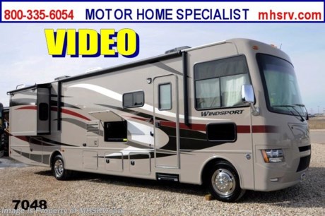 /TX 2/7/2014 &lt;a href=&quot;http://www.mhsrv.com/thor-motor-coach/&quot;&gt;&lt;img src=&quot;http://www.mhsrv.com/images/sold-thor.jpg&quot; width=&quot;383&quot; height=&quot;141&quot; border=&quot;0&quot;/&gt;&lt;/a&gt; OVER-STOCKED CONSTRUCTION SALE at The #1 Volume Selling Motor Home Dealer in the World! Close-Out Pricing on Over 750 New Units and MHSRV Camper&#39;s Package While Supplies Last! Visit MHSRV .com or Call 800-335-6054 for complete details.   &lt;object width=&quot;400&quot; height=&quot;300&quot;&gt;&lt;param name=&quot;movie&quot; value=&quot;http://www.youtube.com/v/fBpsq4hH-Ws?version=3&amp;amp;hl=en_US&quot;&gt;&lt;/param&gt;&lt;param name=&quot;allowFullScreen&quot; value=&quot;true&quot;&gt;&lt;/param&gt;&lt;param name=&quot;allowscriptaccess&quot; value=&quot;always&quot;&gt;&lt;/param&gt;&lt;embed src=&quot;http://www.youtube.com/v/fBpsq4hH-Ws?version=3&amp;amp;hl=en_US&quot; type=&quot;application/x-shockwave-flash&quot; width=&quot;400&quot; height=&quot;300&quot; allowscriptaccess=&quot;always&quot; allowfullscreen=&quot;true&quot;&gt;&lt;/embed&gt;&lt;/object&gt; MSRP $129,364. Thor Motor Coach Windsport 34E Bath &amp; 1/2 Model. This all new Class A motor home measures approximately 35 feet 5 inches in length &amp; features a 22,000-lb. Ford chassis, a V-10 Ford engine, (2) slide-out rooms, a leatherette U-Shaped dinette &amp; a feature wall LCD TV that is viewable even when traveling. The 2014 Windsport 34E features progressive styled front and rear caps, 82 inch ceilings, a floor to ceiling pantry, a leatherette hide-a-bed sofa, stack washer/dryer prep, automatic leveling jacks, heated remote exterior mirrors with integrated side vision cameras, an Onan generator, electric entry step, 5,000 lb. hitch and much more. Optional equipment includes the Olympic Cherry wood package, Autumn Fire HD-Max exterior, bedroom LCD TV, large exterior TV, solid surface kitchen countertop, electric drop-down over head bunk, power roof vent, valve stem extenders, heated holding tanks, power driver seat. FOR ADDITIONAL DETAILS, VIDEOS &amp; MORE PLEASE VISIT MOTOR HOME SPECIALIST at MHSRV .com or Call 800-335-6054. At Motor Home Specialist we DO NOT charge any prep or orientation fees like you will find at other dealerships. All sale prices include a 200 point inspection, interior &amp; exterior wash &amp; detail of vehicle, a thorough coach orientation with an MHS technician, an RV Starter&#39;s kit, a nights stay in our delivery park featuring landscaped and covered pads with full hook-ups and much more! Read From Thousands of Testimonials at MHSRV .com and See What They Had to Say About Their Experience at Motor Home Specialist. WHY PAY MORE?...... WHY SETTLE FOR LESS?