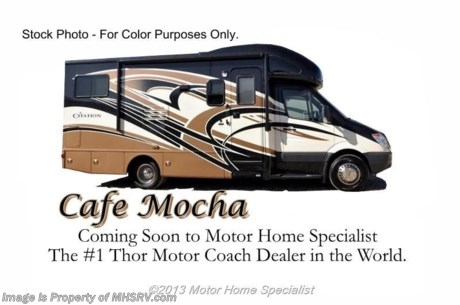 /TX 3/3/2014 &lt;a href=&quot;http://www.mhsrv.com/thor-motor-coach/&quot;&gt;&lt;img src=&quot;http://www.mhsrv.com/images/sold-thor.jpg&quot; width=&quot;383&quot; height=&quot;141&quot; border=&quot;0&quot;/&gt;&lt;/a&gt; Receive a $1,000 VISA Gift Card with purchase at The #1 Volume Selling Motor Home Dealer in the World! Offer expires March 31st, 2013. Visit MHSRV .com or Call 800-335-6054 for complete details.  &lt;object width=&quot;400&quot; height=&quot;300&quot;&gt;&lt;param name=&quot;movie&quot; value=&quot;http://www.youtube.com/v/HQY4eaKwnWQ?hl=en_US&amp;amp;version=3&quot;&gt;&lt;/param&gt;&lt;param name=&quot;allowFullScreen&quot; value=&quot;true&quot;&gt;&lt;/param&gt;&lt;param name=&quot;allowscriptaccess&quot; value=&quot;always&quot;&gt;&lt;/param&gt;&lt;embed src=&quot;http://www.youtube.com/v/HQY4eaKwnWQ?hl=en_US&amp;amp;version=3&quot; type=&quot;application/x-shockwave-flash&quot; width=&quot;400&quot; height=&quot;300&quot; allowscriptaccess=&quot;always&quot; allowfullscreen=&quot;true&quot;&gt;&lt;/embed&gt;&lt;/object&gt; MSRP $128,658.  New 2014 Thor Motor Coach Chateau Citation Sprinter Diesel. Model 24SR. This RV measures approximately 24ft. 6in. in length &amp; features 2 slide-out rooms. Optional equipment includes the Cafe Mocha full body paint exterior, Exterior entertainment center, LCD TV in bedroom, 12V attic fan, wood dash applique, diesel generator, heated holding tank pads &amp; second auxiliary battery. The all new 2014 Chateau Citation Sprinter also features a turbo diesel engine, AM/FM/CD, power windows &amp; locks, keyless entry &amp; much more. For additional photos and information on this unit please visit Motor Home Specialist at MHSRV .com or call 800-335-6054. At Motor Home Specialist we DO NOT charge any prep or orientation fees like you will find at other dealerships. All sale prices include a 200 point inspection, interior &amp; exterior wash &amp; detail of vehicle, a thorough coach orientation with an MHS technician, an RV Starter&#39;s kit, a nights stay in our delivery park featuring landscaped and covered pads with full hook-ups and much more! Read From Thousands of Testimonials at MHSRV .com and See What They Had to Say About Their Experience at Motor Home Specialist. WHY PAY MORE?...... WHY SETTLE FOR LESS?