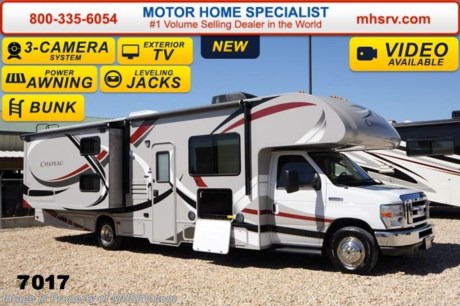/TX 7/14/14 &lt;a href=&quot;http://www.mhsrv.com/thor-motor-coach/&quot;&gt;&lt;img src=&quot;http://www.mhsrv.com/images/sold-thor.jpg&quot; width=&quot;383&quot; height=&quot;141&quot; border=&quot;0&quot; /&gt;&lt;/a&gt; 2014 CLOSEOUT!  &lt;object width=&quot;400&quot; height=&quot;300&quot;&gt;&lt;param name=&quot;movie&quot; value=&quot;//www.youtube.com/v/zb5_686Rceo?version=3&amp;amp;hl=en_US&quot;&gt;&lt;/param&gt;&lt;param name=&quot;allowFullScreen&quot; value=&quot;true&quot;&gt;&lt;/param&gt;&lt;param name=&quot;allowscriptaccess&quot; value=&quot;always&quot;&gt;&lt;/param&gt;&lt;embed src=&quot;//www.youtube.com/v/zb5_686Rceo?version=3&amp;amp;hl=en_US&quot; type=&quot;application/x-shockwave-flash&quot; width=&quot;400&quot; height=&quot;300&quot; allowscriptaccess=&quot;always&quot; allowfullscreen=&quot;true&quot;&gt;&lt;/embed&gt;&lt;/object&gt; #1 Volume Selling Dealer in the World! For Best Price &amp; Largest Selection Visit MHSRV .com or Call 800-335-6054. MSRP $108,998. New 2014 Thor Motor Coach Chateau Class C RV. Model 31A with Ford E-450 chassis &amp; Ford Triton V-10 engine. This Bunk Bed unit measures approximately 32 feet 2 inches in length.  This unit comes with the Premier Package which includes solid surface kitchen countertop with pressed dinette top, roller shades, power charging center for electronics, enclosed area for sewer tank valves, water filter system, LED ceiling lights, black tank flush, 30 inch over the range microwave and exterior speakers. Optional equipment includes the HD-Max exterior, bedroom LED TV with DVD player, a LCD TV with DVD player for each bunk, exterior entertainment center, leatherette sofa, child safety tether, 12V attic fan, upgraded 15.0 BTU A/C, exterior shower, second auxiliary battery, spare tire, hydraulic leveling jacks, heated exterior mirrors with integrated side view cameras, power driver&#39;s chair, cockpit carpet mat, wood dash appliqu&#233; as well as leatherette driver and passenger captain&#39;s chairs. The Chateau 31A Class C RV has an incredible list of standard features including power windows and locks, large cabover TV with DVD player, 3 burner high output range top with oven, gas/electric water heater, holding tanks with heat pads, auto transfer switch, wheel liners, valve stem extenders, keyless entry, automatic electric patio awning, back-up monitor, double door refrigerator, roof ladder, 4000 Onan Micro Quiet generator, slick fiberglass exterior, full extension drawer glides, bedspread &amp; pillow shams and much more. FOR ADDITIONAL INFORMATION, BROCHURE, WINDOW STICKER, PHOTOS &amp; VIDEOS PLEASE VISIT MOTOR HOME SPECIALIST AT MHSRV .com or CALL 800-335-6054. At Motor Home Specialist we DO NOT charge any prep or orientation fees like you will find at other dealerships. All sale prices include a 200 point inspection, interior &amp; exterior wash &amp; detail of vehicle, a thorough coach orientation with an MHS technician, an RV Starter&#39;s kit, a nights stay in our delivery park featuring landscaped and covered pads with full hook-ups and much more! Read From Thousands of Testimonials at MHSRV .com and See What They Had to Say About Their Experience at Motor Home Specialist. WHY PAY MORE?...... WHY SETTLE FOR LESS?