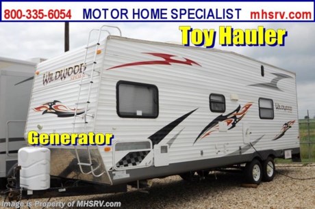 &lt;a href=&quot;http://www.mhsrv.com/travel-trailers/&quot;&gt;&lt;img src=&quot;http://www.mhsrv.com/images/sold-traveltrailer.jpg&quot; width=&quot;383&quot; height=&quot;141&quot; border=&quot;0&quot; /&gt;&lt;/a&gt; Used Forest River RV /TX 6/8/13/ - 2011 Forest River Wildwood (26FBSRV) toy hauler RV is approximately 26 feet in length with a 4KW Onan generator, power patio awning, water heater, external fueling station, exterior shower, booth converts to sleeper, microwave, 3 burner range with gas oven, refrigerator, shower, queen size bed, cab over bunk, ducted roof A/C, LCD TV and much more.  For additional information and photos please visit Motor Home Specialist at www.MHSRV .com or call 800-335-6054.