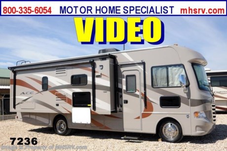 /ID &lt;a href=&quot;http://www.mhsrv.com/thor-motor-coach/&quot;&gt;&lt;img src=&quot;http://www.mhsrv.com/images/sold-thor.jpg&quot; width=&quot;383&quot; height=&quot;141&quot; border=&quot;0&quot; /&gt;&lt;/a&gt; 11/5/2013 YEAR END CLOSE-OUT! Purchase this unit anytime before Dec. 30th, 2013 and receive a $2,000 VISA Gift Card. MHSRV will also Donate $1,000 to Cook Children&#39;s. Complete details at MHSRV .com or 800-335-6054. &lt;object width=&quot;400&quot; height=&quot;300&quot;&gt;&lt;param name=&quot;movie&quot; value=&quot;http://www.youtube.com/v/IK6i7SriLik?version=3&amp;amp;hl=en_US&quot;&gt;&lt;/param&gt;&lt;param name=&quot;allowFullScreen&quot; value=&quot;true&quot;&gt;&lt;/param&gt;&lt;param name=&quot;allowscriptaccess&quot; value=&quot;always&quot;&gt;&lt;/param&gt;&lt;embed src=&quot;http://www.youtube.com/v/IK6i7SriLik?version=3&amp;amp;hl=en_US&quot; type=&quot;application/x-shockwave-flash&quot; width=&quot;400&quot; height=&quot;300&quot; allowscriptaccess=&quot;always&quot; allowfullscreen=&quot;true&quot;&gt;&lt;/embed&gt;&lt;/object&gt;For the Lowest Price Please Visit MHSRV .com or Call 800-335-6054. #1 Volume Selling Dealer in the World! MSRP $102,544. New 2014 Thor Motor Coach A.C.E. Model 27.1 features a huge slide-out room and king sized bed. The A.C.E. is the class A &amp; C Evolution. It Combines many of the most popular features of a class A motor home and a class C motor home to make something truly unique to the RV industry. This unit measures approximately 28 feet 7 inches in length. Optional equipment includes beautiful Lucky Penny HD-Max exterior, exterior 32&quot; TV, heated power side mirrors with integrated side view cameras, LCD TV &amp; DVD player in master bedroom, upgraded 15.0 BTU ducted roof A/C unit, automatic leveling jacks with touch pad controls, second auxiliary battery and a power vent in bathroom. The A.C.E. also features a LCD TV, drop down overhead bunk, a mud-room, a Ford Triton V-10 engine, roof ladder and much more. FOR ADDITIONAL INFORMATION, VIDEO, MSRP, BROCHURE, PHOTOS &amp; MORE PLEASE CALL 800-335-6054 or VISIT MHSRV .com At Motor Home Specialist we DO NOT charge any prep or orientation fees like you will find at other dealerships. All sale prices include a 200 point inspection, interior &amp; exterior wash &amp; detail of vehicle, a thorough coach orientation with an MHS technician, an RV Starter&#39;s kit, a nights stay in our delivery park featuring landscaped and covered pads with full hook-ups and much more! Read From Thousands of Testimonials at MHSRV .com and See What They Had to Say About Their Experience at Motor Home Specialist. WHY PAY MORE?...... WHY SETTLE FOR LESS?