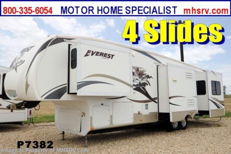 &lt;a href=&quot;http://www.mhsrv.com/5th-wheels/&quot;&gt;&lt;img src=&quot;http://www.mhsrv.com/images/sold-5thwheel.jpg&quot; width=&quot;383&quot; height=&quot;141&quot; border=&quot;0&quot; /&gt;&lt;/a&gt; Used Keystone RV /TX 7/13/13/ - 2009 Keystone Everest (345S) is approximately 38 feet in length with 4 slides, power patio awning, water heater, 50 Amp service, pass-thru storage, aluminum wheels, black tank rinsing system, exterior shower, roof ladder, sofa with queen hide-a-bed, free standing table that extends, 2 Lazy Boy style recliners, day/night shades, Fantastic Fan, ceiling an, fireplace, kitchen island with 2 bar stools, microwave, 3 burner range with gas oven, central vacuum, sink covers, solid surface kitchen counter top, all in 1 bath, king size pillow top mattress, ducted roof A/C,  LCD TVs and much more. For additional information and photos please visit Motor Home Specialist at www.MHSRV .com or call 800-335-6054. 