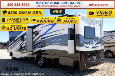 /TX 7/30/14 &lt;a href=&quot;http://www.mhsrv.com/coachmen-rv/&quot;&gt;&lt;img src=&quot;http://www.mhsrv.com/images/sold-coachmen.jpg&quot; width=&quot;383&quot; height=&quot;141&quot; border=&quot;0&quot;/&gt;&lt;/a&gt; 2014 CLOSEOUT! Receive a $1,000 VISA Gift Card + MHSRV Camper&#39;s Package While Supplies Last! MHSRV Pkg. includes a 32 inch LED HDTV with Built in DVD Player, a Sony Play Station 3 with Blu-Ray capability, a GPS Navigation System, (4) Collapsible Chairs, a Large Collapsible Table, a Rolling Cooler, an Electric Grill and a Complete Grillers Utensil Set with purchase of this unit and if you purchase now through July 31st, 2014 MHSRV will donate $1,000 to the Intrepid Fallen Heroes Fund adding to our now more than $265,000 already raised!  &lt;object width=&quot;400&quot; height=&quot;300&quot;&gt;&lt;param name=&quot;movie&quot; value=&quot;//www.youtube.com/v/4XbrV_ixXXU?hl=en_US&amp;amp;version=3&quot;&gt;&lt;/param&gt;&lt;param name=&quot;allowFullScreen&quot; value=&quot;true&quot;&gt;&lt;/param&gt;&lt;param name=&quot;allowscriptaccess&quot; value=&quot;always&quot;&gt;&lt;/param&gt;&lt;embed src=&quot;//www.youtube.com/v/4XbrV_ixXXU?hl=en_US&amp;amp;version=3&quot; type=&quot;application/x-shockwave-flash&quot; width=&quot;400&quot; height=&quot;300&quot; allowscriptaccess=&quot;always&quot; allowfullscreen=&quot;true&quot;&gt;&lt;/embed&gt;&lt;/object&gt;
#1 Volume Selling Dealer in the World! M.S.R.P $110,589 - New 2014 Coachmen Mirada SE. Model 29DS with 2 Slide-out rooms. (MHSRV Edition) The Mirada SE perfectly blends style &amp; function with the unrivaled affordability that can only be found at Motor Home Specialist. It measures approximately 32 ft. 6in. in length. Special ordered features include upgraded chrome headlight covers, 50 amp service, (2) roof mounted air conditioning units with Coachmen&#39;s &quot;Even Cool&quot; A/C ducting system, a 5500 Onan generator, Corian kitchen countertop, designer wall boards in slide-outs, 3-camera coach monitoring system with blinker activated side view cameras, upgraded Cognac Maple wood package, superior Lamalux 4000 exterior sidewalls utilizing Coachmen&#39;s Exclusive AZDEL composite construction and full body paint exterior with Diamond Shield front end paint protection. Additional exterior features include automatic leveling system, one piece windshield, power awning, stylish front &amp; rear fiberglass caps with recessed running lights, rear roof ladder, a 5000 lb. hitch, electric entrance steps, tinted safety glass windows, deep slide-out rooms including bedroom slide featuring (2) side bedroom windows for cross ventilation, slide-out room awning toppers, large rear bedroom window, outside shower, Coachmen&#39;s NO-MESS Termination system, stainless steel wheel liners and heated holding tanks. A few of the interior highlights include raised panel hardwood cabinet doors, 32in. LCD TV in living room, recessed LCD TV in bedroom, DVD player, two tone &quot;Soft-Touch&quot; leatherette booth dinette/sleeper, two tone leatherette captain&#39;s chairs and leatherette sofa/sleeper. You will also find seatbelts located in the sofa and booth dinette. This unit also has solid surface sink covers in the kitchen, upgraded pull out faucet, 3-burner range with splash guard, oven, microwave, refrigerator, pantry, lots of overhead cabinet space, private side isle bath with sliding glass door shower, skylight, porcelain commode, large side isle bathroom counter top and vanity area, master bedroom privacy pocket door, huge bank of cabinet and drawers in master bedroom, designer bedroom curtains, bedding and pillow shams, over head storage and more. For additional information, brochure, window sticker, videos and photos please visit Motor Home Specialist at MHSRV .com or call 800-335-6054. At Motor Home Specialist we DO NOT charge any prep or orientation fees like you will find at other dealerships. All sale prices include a 200 point inspection, interior &amp; exterior wash &amp; detail of vehicle, a thorough coach orientation with an MHSRV technician, an RV Starter&#39;s kit, a nights stay in our delivery park featuring landscaped and covered pads with full hook-ups and much more! Read Thousands of Testimonials and Mirada reviews at MHSRV .com and See What They Had to Say About Their Experience at Motor Home Specialist. WHY PAY MORE?...... WHY SETTLE FOR LESS?