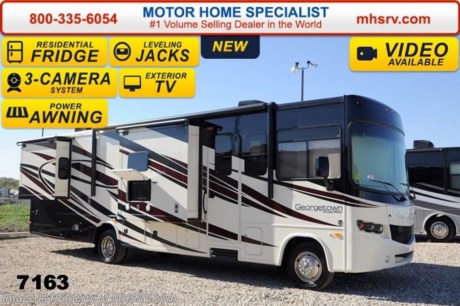 /TX 3/19/14  *SOLD*  Receive a $1,000 VISA Gift Card with purchase at The #1 Volume Selling Motor Home Dealer in the World! Offer expires March 31st, 2013. Visit MHSRV .com or Call 800-335-6054 for complete details.  &lt;object width=&quot;400&quot; height=&quot;300&quot;&gt;&lt;param name=&quot;movie&quot; value=&quot;//www.youtube.com/v/4W3Jg2VApZo?hl=en_US&amp;amp;version=3&quot;&gt;&lt;/param&gt;&lt;param name=&quot;allowFullScreen&quot; value=&quot;true&quot;&gt;&lt;/param&gt;&lt;param name=&quot;allowscriptaccess&quot; value=&quot;always&quot;&gt;&lt;/param&gt;&lt;embed src=&quot;//www.youtube.com/v/4W3Jg2VApZo?hl=en_US&amp;amp;version=3&quot; type=&quot;application/x-shockwave-flash&quot; width=&quot;400&quot; height=&quot;300&quot; allowscriptaccess=&quot;always&quot; allowfullscreen=&quot;true&quot;&gt;&lt;/embed&gt;&lt;/object&gt; MSRP $133,309. New 2014 Forest River Georgetown: Model 328TS. This all new floor plan measures approximately 34 feet 4 inches in length &amp; features 3 slide-out rooms a 40&quot; mid ship TV and 32&quot; Bedroom TV. Optional equipment includes the Merlot Prestige Package which includes beautiful colored gel coat side walls with enhanced graphics, electric awning and frameless windows. Additional options include an exterior entertainment center, stainless steel package featuring a residential refrigerator, stainless steel microwave and stainless steel oven. You will also find a 13.5 BTU A/C with heat strips (Rear), 15.0 BTU A/C with heat strips (Front), 50 amp service, Onan 5.5 generator, linoleum IPO carpet, convection/microwave with oven, auto transfer switch, home theater system and an overhead bunk. The all new Forest River Georgetown also features a Ford Triton V-10 engine, deluxe solid surface kitchen countertops, Arctic Pack w/ Enclosed Tanks, Automatic Leveling Jacks, &amp; much more. FOR ADDITIONAL PHOTOS, INFORMATION, BROCHURE, GEORGETOWN PRODUCT VIDEO AND MORE visit Motor Home Specialist at MHSRV .com or call 800-335-6054. At Motor Home Specialist we DO NOT charge any prep or orientation fees like you will find at other dealerships. All sale prices include a 200 point inspection, interior &amp; exterior wash &amp; detail of vehicle, a thorough coach orientation with an MHS technician, an RV Starter&#39;s kit, a nights stay in our delivery park featuring landscaped and covered pads with full hook-ups and much more! Read From Thousands of Testimonials at MHSRV .com and See What They Had to Say About Their Experience at Motor Home Specialist. WHY PAY MORE?...... WHY SETTLE FOR LESS? &lt;object width=&quot;400&quot; height=&quot;300&quot;&gt;&lt;param name=&quot;movie&quot; value=&quot;http://www.youtube.com/v/Pu7wgPgva2o?version=3&amp;amp;hl=en_US&quot;&gt;&lt;/param&gt;&lt;param name=&quot;allowFullScreen&quot; value=&quot;true&quot;&gt;&lt;/param&gt;&lt;param name=&quot;allowscriptaccess&quot; value=&quot;always&quot;&gt;&lt;/param&gt;&lt;embed src=&quot;http://www.youtube.com/v/Pu7wgPgva2o?version=3&amp;amp;hl=en_US&quot; type=&quot;application/x-shockwave-flash&quot; width=&quot;400&quot; height=&quot;300&quot; allowscriptaccess=&quot;always&quot; allowfullscreen=&quot;true&quot;&gt;&lt;/embed&gt;&lt;/object&gt;