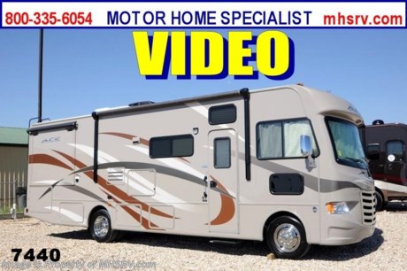 /TX 3/19/14  *SOLD*  Receive a $1,000 VISA Gift Card with purchase at The #1 Volume Selling Motor Home Dealer in the World! Offer expires March 31st, 2014. Visit MHSRV .com or Call 800-335-6054 for complete details.   &lt;object width=&quot;400&quot; height=&quot;300&quot;&gt;&lt;param name=&quot;movie&quot; value=&quot;http://www.youtube.com/v/IK6i7SriLik?version=3&amp;amp;hl=en_US&quot;&gt;&lt;/param&gt;&lt;param name=&quot;allowFullScreen&quot; value=&quot;true&quot;&gt;&lt;/param&gt;&lt;param name=&quot;allowscriptaccess&quot; value=&quot;always&quot;&gt;&lt;/param&gt;&lt;embed src=&quot;http://www.youtube.com/v/IK6i7SriLik?version=3&amp;amp;hl=en_US&quot; type=&quot;application/x-shockwave-flash&quot; width=&quot;400&quot; height=&quot;300&quot; allowscriptaccess=&quot;always&quot; allowfullscreen=&quot;true&quot;&gt;&lt;/embed&gt;&lt;/object&gt;For the Lowest Price Please Visit MHSRV .com or Call 800-335-6054. #1 Volume Selling Dealer in the World! For the Lowest Price Please Visit MHSRV .com or Call 800-335-6054. MSRP $106,894. New 2014 Thor Motor Coach A.C.E. Model 30.1 with (2) slide-out rooms. The A.C.E. is the class A &amp; C Evolution. It Combines many of the most popular features of a class A motor home and a class C motor home to make something truly unique to the RV industry. This unit measures approximately 30 feet 10 inches in length. Optional equipment includes beautiful Lucky Penny HD-Max exterior, exterior TV, heated power side mirrors with integrated side view cameras, LCD TV &amp; DVD player in master bedroom, upgraded 15.0 BTU ducted roof A/C unit, hydraulic leveling jacks, second auxiliary battery and attic fan in bathroom. The A.C.E. also features a large LCD TV, drop down overhead bunk, a mud-room, a Ford Triton V-10 engine and much more. FOR ADDITIONAL INFORMATION, VIDEO, MSRP, BROCHURE, PHOTOS &amp; MORE PLEASE CALL 800-335-6054 or VISIT MHSRV .com At Motor Home Specialist we DO NOT charge any prep or orientation fees like you will find at other dealerships. All sale prices include a 200 point inspection, interior &amp; exterior wash &amp; detail of vehicle, a thorough coach orientation with an MHS technician, an RV Starter&#39;s kit, a nights stay in our delivery park featuring landscaped and covered pads with full hook-ups and much more! Read From Thousands of Testimonials at MHSRV .com and See What They Had to Say About Their Experience at Motor Home Specialist. WHY PAY MORE?...... WHY SETTLE FOR LESS?