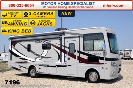 /TX 3/25/14 &lt;a href=&quot;http://www.mhsrv.com/thor-motor-coach/&quot;&gt;&lt;img src=&quot;http://www.mhsrv.com/images/sold-thor.jpg&quot; width=&quot;383&quot; height=&quot;141&quot; border=&quot;0&quot;/&gt;&lt;/a&gt; Receive a $1,000 VISA Gift Card with purchase at The #1 Volume Selling Motor Home Dealer in the World! Offer expires March 31st, 2014. Visit MHSRV .com or Call 800-335-6054 for complete details.    &lt;object width=&quot;400&quot; height=&quot;300&quot;&gt;&lt;param name=&quot;movie&quot; value=&quot;http://www.youtube.com/v/fBpsq4hH-Ws?version=3&amp;amp;hl=en_US&quot;&gt;&lt;/param&gt;&lt;param name=&quot;allowFullScreen&quot; value=&quot;true&quot;&gt;&lt;/param&gt;&lt;param name=&quot;allowscriptaccess&quot; value=&quot;always&quot;&gt;&lt;/param&gt;&lt;embed src=&quot;http://www.youtube.com/v/fBpsq4hH-Ws?version=3&amp;amp;hl=en_US&quot; type=&quot;application/x-shockwave-flash&quot; width=&quot;400&quot; height=&quot;300&quot; allowscriptaccess=&quot;always&quot; allowfullscreen=&quot;true&quot;&gt;&lt;/embed&gt;&lt;/object&gt; The All New 2014 Thor Motor Coach Hurricane Model 27K MSRP $112,400. This all new Class A motor home&#39;s approximate footage to be determined and features a Ford chassis, a V-10 Ford engine, a full wall slide, L-shaped sofa with free standing dinette table, walk around king bed, side hinged baggage doors, 32 inch LCD TV in the living area &amp; dual wardrobes. Other exciting features on the 2014 Hurricane include electric patio awning, roof ladder, electric entry step, 5,000 lb. hitch, back-up camera, double door refrigerator, 13.5 BTU ducted roof A/C and much more. Optional equipment includes the Lacquer HD-Max exterior, bedroom LCD TV, exterior entertainment system, solid surface kitchen counter, front electric drop-down over head bunk, power attic fan, valve stem extenders, automatic leveling jacks with touch pad controls, power driver seat and heated power mirrors with integrated side view cameras. For INTERNET SALE PRICE, ADDITIONAL PHOTOS, DETAILS, VIDEOS &amp; MORE PLEASE VISIT MOTOR HOME SPECIALIST at MHSRV .com or Call 800-335-6054. At Motor Home Specialist we DO NOT charge any prep or orientation fees like you will find at other dealerships. All sale prices include a 200 point inspection, interior &amp; exterior wash &amp; detail of vehicle, a thorough coach orientation with an MHS technician, an RV Starter&#39;s kit, a nights stay in our delivery park featuring landscaped and covered pads with full hook-ups and much more! Read From Thousands of Testimonials at MHSRV .com and See What They Had to Say About Their Experience at Motor Home Specialist. WHY PAY MORE?...... WHY SETTLE FOR LESS?