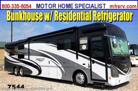 &lt;a href=&quot;http://www.mhsrv.com/forest-river-rv/&quot;&gt;&lt;img src=&quot;http://www.mhsrv.com/images/sold-forestriver.jpg&quot; width=&quot;383&quot; height=&quot;141&quot; border=&quot;0&quot; /&gt;&lt;/a&gt; / San Antonio TX 8/24/13/ Purchase this unit any time before the World&#39;s RV Show ends Sept. 14th, 2013 and receive a $1000 VISA Gift Card and MHSRV Camper&#39;s Package as well. Package includes a 32 inch LED TV with Built in DVD Player, a Sony Play Station 3 with Blu-Ray capability, a GPS Navigation System, (4) Collapsible Chairs, a Large Collapsible Table, a Rolling Igloo Cooler, an Electric Grill and a Complete Grillers Utensil Set. MHSRV will also Donate $1,000 to the Intrepid Fallen Heroes Fund. Complete details at MHSRV .com or 800-335-6054. &lt;object width=&quot;400&quot; height=&quot;300&quot;&gt;&lt;param name=&quot;movie&quot; value=&quot;http://www.youtube.com/v/GDtB6kDXUkc?version=3&amp;amp;hl=en_US&quot;&gt;&lt;/param&gt;&lt;param name=&quot;allowFullScreen&quot; value=&quot;true&quot;&gt;&lt;/param&gt;&lt;param name=&quot;allowscriptaccess&quot; value=&quot;always&quot;&gt;&lt;/param&gt;&lt;embed src=&quot;http://www.youtube.com/v/GDtB6kDXUkc?version=3&amp;amp;hl=en_US&quot; type=&quot;application/x-shockwave-flash&quot; width=&quot;400&quot; height=&quot;300&quot; allowscriptaccess=&quot;always&quot; allowfullscreen=&quot;true&quot;&gt;&lt;/embed&gt;&lt;/object&gt; #1 VOLUME SELLING FOREST RIVER DIESEL DEALER IN THE WORLD WITH ONE LOCATION! MSRP $347,739. New 2014 Forest River Charleston Tag Axle Bunkhouse 430BH with 10KW Onan generator and 3 A/Cs. The RV measures approximately 43 feet 6 inches in length. Optional equipment includes Sterling full body paint, stackable washer/dryer, booth dinette, residential refrigerator, dual control select comfort mattress, slide-out cargo tray, exterior entertainment center, power cord reel, slide-out pantry, lighted grab handle with keyless entry and a basement freezer. It is powered by the Cummins 450 HP diesel, Allison 3000 series transmission and has an incredible list of standard equipment. FOR ADDITONAL DETAILS, PHOTOS, BROCHURE, FACTORY WINDOW STICKER, VIDEOS &amp; MORE Please visit Motor Home Specialist at MHSRV .com or call 800-335-6054.At Motor Home Specialist we DO NOT charge any prep or orientation fees like you will find at other dealerships. All sale prices include a 200 point inspection, interior &amp; exterior wash &amp; detail of vehicle, a thorough coach orientation with an MHS technician, an RV Starter&#39;s kit, a nights stay in our delivery park featuring landscaped and covered pads with full hook-ups and much more! Read From Thousands of Testimonials at MHSRV .com and See What They Had to Say About Their Experience at Motor Home Specialist. WHY PAY MORE?...... WHY SETTLE FOR LESS?