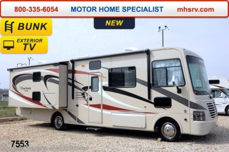 /TX 9/1/14 &lt;a href=&quot;http://www.mhsrv.com/coachmen-rv/&quot;&gt;&lt;img src=&quot;http://www.mhsrv.com/images/sold-coachmen.jpg&quot; width=&quot;383&quot; height=&quot;141&quot; border=&quot;0&quot;/&gt;&lt;/a&gt; 2014 CLOSEOUT! World&#39;s RV Show Sale Priced Now Through Sept 6th. Call 800-335-6054 for Details. &lt;object width=&quot;400&quot; height=&quot;300&quot;&gt;&lt;param name=&quot;movie&quot; value=&quot;//www.youtube.com/v/b3NiSti3EzA?hl=en_US&amp;amp;version=3&quot;&gt;&lt;/param&gt;&lt;param name=&quot;allowFullScreen&quot; value=&quot;true&quot;&gt;&lt;/param&gt;&lt;param name=&quot;allowscriptaccess&quot; value=&quot;always&quot;&gt;&lt;/param&gt;&lt;embed src=&quot;//www.youtube.com/v/b3NiSti3EzA?hl=en_US&amp;amp;version=3&quot; type=&quot;application/x-shockwave-flash&quot; width=&quot;400&quot; height=&quot;300&quot; allowscriptaccess=&quot;always&quot; allowfullscreen=&quot;true&quot;&gt;&lt;/embed&gt;&lt;/object&gt; MSRP $113,237 The All New 2014 Coachmen Pursuit 33BHP. This all new Class A bunk house motor home has 2 slide-outs, is approximately 33 feet in length and is powered by a Ford V-10  engine, Ford chassis. Options include the Tan Color Glass exterior graphics, bedroom TV, side cameras, power heated mirrors, automatic leveling, 5.5KW Onan generator, 50 Amp service, 2nd A/C and an exterior TV. Each Pursuit comes standard with a power drop down over head bunk, pull out pantry, mud room, large flat panel TV, oversized exterior compartments, reclining/swivel pilot seats, pet feeding center, double bowl kitchen sink,  3 burner range, power bath vent, 4KW Onan generator, coach command center, back up monitor, power entrance step, power patio awning, 5,000 pound hitch with 7 way plug, rear ladder and much more. For INTERNET SALE PRICE, ADDITIONAL PHOTOS, DETAILS, VIDEOS &amp; MORE PLEASE VISIT MOTOR HOME SPECIALIST at MHSRV .com or Call 800-335-6054. At Motor Home Specialist we DO NOT charge any prep or orientation fees like you will find at other dealerships. All sale prices include a 200 point inspection, interior &amp; exterior wash &amp; detail of vehicle, a thorough coach orientation with an MHS technician, an RV Starter&#39;s kit, a nights stay in our delivery park featuring landscaped and covered pads with full hook-ups and much more! Read From Thousands of Testimonials at MHSRV .com and See What They Had to Say About Their Experience at Motor Home Specialist. WHY PAY MORE?...... WHY SETTLE FOR LESS?