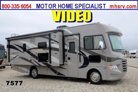/MS 12/5/1213 &lt;a href=&quot;http://www.mhsrv.com/thor-motor-coach/&quot;&gt;&lt;img src=&quot;http://www.mhsrv.com/images/sold-thor.jpg&quot; width=&quot;383&quot; height=&quot;141&quot; border=&quot;0&quot; /&gt;&lt;/a&gt; YEAR END CLOSE-OUT! Purchase this unit anytime before Dec. 30th, 2013 and receive a $2,000 VISA Gift Card. MHSRV will also Donate $1,000 to Cook Children&#39;s. Complete details at MHSRV .com or 800-335-6054. &lt;object width=&quot;400&quot; height=&quot;300&quot;&gt;&lt;param name=&quot;movie&quot; value=&quot;http://www.youtube.com/v/IK6i7SriLik?version=3&amp;amp;hl=en_US&quot;&gt;&lt;/param&gt;&lt;param name=&quot;allowFullScreen&quot; value=&quot;true&quot;&gt;&lt;/param&gt;&lt;param name=&quot;allowscriptaccess&quot; value=&quot;always&quot;&gt;&lt;/param&gt;&lt;embed src=&quot;http://www.youtube.com/v/IK6i7SriLik?version=3&amp;amp;hl=en_US&quot; type=&quot;application/x-shockwave-flash&quot; width=&quot;400&quot; height=&quot;300&quot; allowscriptaccess=&quot;always&quot; allowfullscreen=&quot;true&quot;&gt;&lt;/embed&gt;&lt;/object&gt;For the Lowest Price Please Visit MHSRV .com or Call 800-335-6054. #1 Volume Selling Dealer in the World! MSRP $102,828. New 2014 Thor Motor Coach A.C.E. Model 27.1 features a huge slide-out room and king sized bed. The A.C.E. is the class A &amp; C Evolution. It Combines many of the most popular features of a class A motor home and a class C motor home to make something truly unique to the RV industry. This unit measures approximately 28 feet 7 inches in length. Optional equipment includes beautiful Cascade HD-Max exterior, exterior 32&quot; TV, LCD TV &amp; DVD player in master bedroom, upgraded 15.0 BTU ducted roof A/C unit, second auxiliary battery and a power vent in bathroom. The A.C.E. also features a LCD TV, drop down overhead bunk, heated power side mirrors with integrated side view cameras, automatic leveling jacks with touch pad controls, a mud-room, a Ford Triton V-10 engine, roof ladder and much more. FOR ADDITIONAL INFORMATION, VIDEO, MSRP, BROCHURE, PHOTOS &amp; MORE PLEASE CALL 800-335-6054 or VISIT MHSRV .com At Motor Home Specialist we DO NOT charge any prep or orientation fees like you will find at other dealerships. All sale prices include a 200 point inspection, interior &amp; exterior wash &amp; detail of vehicle, a thorough coach orientation with an MHS technician, an RV Starter&#39;s kit, a nights stay in our delivery park featuring landscaped and covered pads with full hook-ups and much more! Read From Thousands of Testimonials at MHSRV .com and See What They Had to Say About Their Experience at Motor Home Specialist. WHY PAY MORE?...... WHY SETTLE FOR LESS?