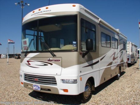 &lt;a href=&quot;http://www.mhsrv.com/other-rvs-for-sale/winnebago-rvs/&quot;&gt;&lt;img src=&quot;http://www.mhsrv.com/images/sold-winnebago.jpg&quot; width=&quot;383&quot; height=&quot;141&quot; border=&quot;0&quot; /&gt;&lt;/a&gt;
Pre-Owned Motor Home Emergency 911 Inventory Reduction Sale. Sold 03/23/09 - Winnebago RVs - 2007 Winnebago Sightseer 31&#39; with slide, model 30B, Ford V-10 engine, Onan generator, automatic leveling jacks, back up camera with audio, cruise control, tilt wheel, cab fans, power mirrors with heat, convection/microwave, gas stovetop with oven, refrigerator, gas/electric water heater, TV, DVD player, private toilet, day/night shades, booth dinette sleeper, sofa sleeper, 3rd chair recliner, queen bed, patio awning, roof ladder, power entrance steps, wheel simulators, exterior shower, exterior radio and speakers, fiberglass roof, slide-out awning toppers, ducted roof A/Cs with heat pumps, only 10K miles and much more. 
