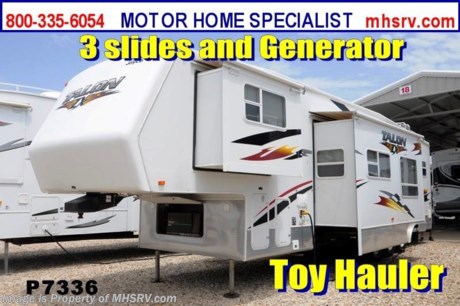 &lt;a href=&quot;http://www.mhsrv.com/5th-wheels/&quot;&gt;&lt;img src=&quot;http://www.mhsrv.com/images/sold-5thwheel.jpg&quot; width=&quot;383&quot; height=&quot;141&quot; border=&quot;0&quot; /&gt;&lt;/a&gt; Used Jayco RV / TX 8/24/13/ - 2006 Jayco Talon ZX (F36V) is approximately 39 feet in length with 2 slides, 5.5 KW Onan generator, patio awning, slide-out room topper, electric/gas water heater, 50 Amp service, pass-thru storage, water filtration system, exterior shower, roof ladder, CD/DVD player, sofa with queen hide-a-bed, booth converts to sleeper, blinds, microwave, 3 burner range with gas oven, refrigerator, glass door shower with seat, loft bunk, external fueling station, and 2 ducted roof A/Cs. For additional information and photos please visit Motor Home Specialist at www.MHSRV .com or call 800-335-6054.