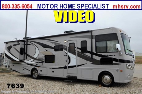 /TX 3/11/14 &lt;a href=&quot;http://www.mhsrv.com/thor-motor-coach/&quot;&gt;&lt;img src=&quot;http://www.mhsrv.com/images/sold-thor.jpg&quot; width=&quot;383&quot; height=&quot;141&quot; border=&quot;0&quot;/&gt;&lt;/a&gt; Receive a $1,000 VISA Gift Card with purchase at The #1 Volume Selling Motor Home Dealer in the World! Offer expires March 31st, 2014. Visit MHSRV .com or Call 800-335-6054 for complete details.    &lt;object width=&quot;400&quot; height=&quot;300&quot;&gt;&lt;param name=&quot;movie&quot; value=&quot;http://www.youtube.com/v/fBpsq4hH-Ws?version=3&amp;amp;hl=en_US&quot;&gt;&lt;/param&gt;&lt;param name=&quot;allowFullScreen&quot; value=&quot;true&quot;&gt;&lt;/param&gt;&lt;param name=&quot;allowscriptaccess&quot; value=&quot;always&quot;&gt;&lt;/param&gt;&lt;embed src=&quot;http://www.youtube.com/v/fBpsq4hH-Ws?version=3&amp;amp;hl=en_US&quot; type=&quot;application/x-shockwave-flash&quot; width=&quot;400&quot; height=&quot;300&quot; allowscriptaccess=&quot;always&quot; allowfullscreen=&quot;true&quot;&gt;&lt;/embed&gt;&lt;/object&gt; MSRP $127,301. Thor Motor Coach Hurricane Model 32A. This all new Class A motor home measures approximately 33 feet in length &amp; features a Ford chassis, a V-10 Ford engine, (2) slide-out rooms, a leatherette U-Shaped dinette &amp; a feature wall LCD TV. Other exciting new features on the 2014 Hurricane 32A include all new progressive styled front and rear caps, taller interior ceiling heights (now 82 inches), a leatherette hide-a-bed sofa, automatic leveling jacks, generator, electric entry step, 5,000 lb. hitch and much more. Optional equipment includes the beautiful HD-Max exterior, bedroom LCD TV, exterior entertainment center, solid surface kitchen counter, electric drop down over head bunk above captain&#39;s chairs, heated holding tank pads, 13.5 BTU rear roof A/C, 5.5KW Onan generator, dual auxiliary batteries, 50 Amp service,  valve stem extenders, 6 way power driver seat and heated power mirrors with integrated side view cameras. For additional photos, details, videos &amp; SALE PRICE please visit Motor Home Specialist, the #1 Volume Selling Dealer in the World, at MHSRV .com or Call 800-335-6054. At Motor Home Specialist we DO NOT charge any prep or orientation fees like you will find at other dealerships. All sale prices include a 200 point inspection, interior &amp; exterior wash &amp; detail of vehicle, a thorough coach orientation with an MHS technician, an RV Starter&#39;s kit, a nights stay in our delivery park featuring landscaped and covered pads with full hook-ups and much more! Read From Thousands of Testimonials at MHSRV .com and See What They Had to Say About Their Experience at Motor Home Specialist. WHY PAY MORE?...... WHY SETTLE FOR LESS?