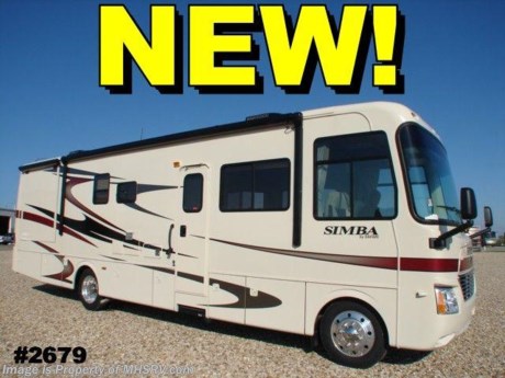 &lt;a href=&quot;http://www.mhsrv.com/other-rvs-for-sale/safari-rvs/&quot;&gt;&lt;img src=&quot;http://www.mhsrv.com/images/sold_safari.jpg&quot; width=&quot;383&quot; height=&quot;141&quot; border=&quot;0&quot; /&gt;&lt;/a&gt;
class a motorhome - sold 10/08 - 33% OFF M.S.R.P. New 2008 Safari Simba by Monaco 35&#39; W/2 slides including a Full Wall Slide, model 35SFD. Compare This Motor Home &amp; Save Big! This incredible RV has the powerful 8.1L Chevrolet engine, Workhorse 22 Series chassis with 22.5&quot; tires, Allison 6-speed transmission, 5 YEAR/100,000 MILE LIMITED POWERTRAIN WARRANTY from Chevy/Workhorse, aluminum wheels, Onan 5.5KW generator, Alumaframe superstructure, one piece windshield, low profile LED marker lights, manual hydraulic leveling system, power heated remote exterior mirrors, pass-thru storage bays, side hinge baggage doors, 26&quot; LCD TV in living room, solid surface countertop, dual pane glass, day/night shades, beautiful full paint and much more. In addition to this impressive list of standards the Simba also has the optional 3M film front mask, power sun visors, 3-camera monitoring system, CB radio prep, refrigerator with ice maker, central vacuum system, exterior entertainment radio, DVD player in the bedroom and living room, raised panel refrigerator doors, hide-a-bed sofa with air mattress, Loveseat, 50 amp service with EMS, 12V wet bay heater, 10 gal. gas/electric water heater, ducted roof A/Cs with heat pump, power patio awning and a RV Sanicon drainage system. 
