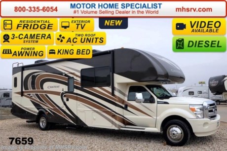 /TX 3/25/14 &lt;a href=&quot;http://www.mhsrv.com/thor-motor-coach/&quot;&gt;&lt;img src=&quot;http://www.mhsrv.com/images/sold-thor.jpg&quot; width=&quot;383&quot; height=&quot;141&quot; border=&quot;0&quot;/&gt;&lt;/a&gt; Receive a $1,000 VISA Gift Card with purchase at The #1 Volume Selling Motor Home Dealer in the World! Offer expires March 31st, 2013. Visit MHSRV .com or Call 800-335-6054 for complete details.   &lt;object width=&quot;400&quot; height=&quot;300&quot;&gt;&lt;param name=&quot;movie&quot; value=&quot;//www.youtube.com/v/U2vRrY8X8lc?hl=en_US&amp;amp;version=3&quot;&gt;&lt;/param&gt;&lt;param name=&quot;allowFullScreen&quot; value=&quot;true&quot;&gt;&lt;/param&gt;&lt;param name=&quot;allowscriptaccess&quot; value=&quot;always&quot;&gt;&lt;/param&gt;&lt;embed src=&quot;//www.youtube.com/v/U2vRrY8X8lc?hl=en_US&amp;amp;version=3&quot; type=&quot;application/x-shockwave-flash&quot; width=&quot;400&quot; height=&quot;300&quot; allowscriptaccess=&quot;always&quot; allowfullscreen=&quot;true&quot;&gt;&lt;/embed&gt;&lt;/object&gt; MSRP $161,155. 2014 Thor Motor Coach 33SW Super C model motor home with a full wall slide. This unit is powered by the powerful 300 HP Powerstroke 6.7L diesel engine with 660 lb. ft. of torque. It rides on a Ford F-550 chassis with a 6-speed automatic transmission and boast a big 10,000 lb. hitch, rear pass-thru MEGA-Storage, extreme duty 4 wheel ABS disc brakes and an electronic brake controller integrated into the dash. Options include the beautiful Palm Beach full body paint exterior, cab over entertainment center with 50&quot; TV, single child safety tether, 12V attic fan, exterior entertainment center and an upgraded 6.0 KW Onan diesel generator. The Chateau 33SW is approximately 34 feet 6 inches long and also features a plush U-shaped dinette and sofa, (2) roof air conditioners, gel coat fiberglass exterior, power patio awning, automatic hydraulic leveling system, residential refrigerator, house inverter, 30 inch over the range microwave, back-up monitor with side view cameras, remote heated exterior mirrors, power windows and locks, leatherette driver &amp; passenger captain&#39;s chairs, fiberglass running boards, keyless cab entry, valve stem extenders, soft touch ceilings, bedroom LCD TV with DVD player, large LCD TV with DVD player in the living area on a swivel, heated holding tanks and a king sized bed with upgraded mattress. Motor Home Specialist is the #1 Thor Motor Coach Dealer in the World. For additional information about this incredible Super C motor home please feel free to visit MHSRV .com or call Motor Home Specialist at 800-335-6054. At Motor Home Specialist we DO NOT charge any prep or orientation fees like you will find at other dealerships. All sale prices include a 200 point inspection, interior &amp; exterior wash &amp; detail of vehicle, a thorough coach orientation with an MHS technician, an RV Starter&#39;s kit, a nights stay in our delivery park featuring landscaped and covered pads with full hook-ups and much more! Read From Thousands of Testimonials at MHSRV .com and See What They Had to Say About Their Experience at Motor Home Specialist. WHY PAY MORE?...... WHY SETTLE FOR LESS?