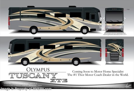 /TX 12/13/2013 &lt;a href=&quot;http://www.mhsrv.com/thor-motor-coach/&quot;&gt;&lt;img src=&quot;http://www.mhsrv.com/images/sold-thor.jpg&quot; width=&quot;383&quot; height=&quot;141&quot; border=&quot;0&quot; /&gt;&lt;/a&gt; Receive a $2,000 VISA Gift Card with purchase. Offer expires Sept. 30th, 2013.&lt;object width=&quot;400&quot; height=&quot;300&quot;&gt;&lt;param name=&quot;movie&quot; value=&quot;http://www.youtube.com/v/_D_MrYPO4yY?version=3&amp;amp;hl=en_US&quot;&gt;&lt;/param&gt;&lt;param name=&quot;allowFullScreen&quot; value=&quot;true&quot;&gt;&lt;/param&gt;&lt;param name=&quot;allowscriptaccess&quot; value=&quot;always&quot;&gt;&lt;/param&gt;&lt;embed src=&quot;http://www.youtube.com/v/_D_MrYPO4yY?version=3&amp;amp;hl=en_US&quot; type=&quot;application/x-shockwave-flash&quot; width=&quot;400&quot; height=&quot;300&quot; allowscriptaccess=&quot;always&quot; allowfullscreen=&quot;true&quot;&gt;&lt;/embed&gt;&lt;/object&gt; #1 Volume Selling Thor Motor Coach Dealer in the World. MSRP $282,992.  New 2014 Thor Motor Coach Tuscany w/4 Slides Model 36MQ - This luxury diesel motor home measures approximately 37 feet and 6 inches in length and is highlighted by the expandable L-shaped sofa, 46 inch LCD TV, fireplace, king bed, residential refrigerator, dual roof A/C’s, 360 HP Cummins Engine w/800 ft lb. torque, Freightliner XC raised rail chassis, 8 KW Onan diesel generator and a 2000 Watt inverter w/100 Amp charge. Options include an exterior entertainment center, Winegard Traveler HD Satellite, 32&quot; LCD TV in overhead and beautiful full body paint. For additional photos, details, videos &amp; SALE PRICE please visit Motor Home Specialist, the #1 Volume Selling Dealer in the World, at MHSRV .com or Call 800-335-6054. At Motor Home Specialist we DO NOT charge any prep or orientation fees like you will find at other dealerships. All sale prices include a 200 point inspection, interior &amp; exterior wash &amp; detail of vehicle, a thorough coach orientation with an MHS technician, an RV Starter&#39;s kit, a nights stay in our delivery park featuring landscaped and covered pads with full hook-ups and much more! Read From Thousands of Testimonials at MHSRV .com and See What They Had to Say About Their Experience at Motor Home Specialist. WHY PAY MORE?...... WHY SETTLE FOR LESS?