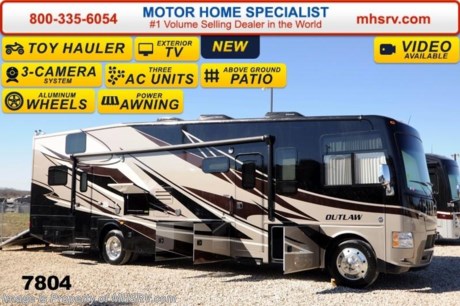 /FL 4/8/14 &lt;a href=&quot;http://www.mhsrv.com/thor-motor-coach/&quot;&gt;&lt;img src=&quot;http://www.mhsrv.com/images/sold-thor.jpg&quot; width=&quot;383&quot; height=&quot;141&quot; border=&quot;0&quot;/&gt;&lt;/a&gt; Receive a $1,000 VISA Gift Card with purchase at The #1 Volume Selling Motor Home Dealer in the World! Offer expires March 31st, 2014. Visit MHSRV .com or Call 800-335-6054 for complete details.    &lt;object width=&quot;400&quot; height=&quot;300&quot;&gt;&lt;param name=&quot;movie&quot; value=&quot;//www.youtube.com/v/IgC0KTermZs?version=3&amp;amp;hl=en_US&quot;&gt;&lt;/param&gt;&lt;param name=&quot;allowFullScreen&quot; value=&quot;true&quot;&gt;&lt;/param&gt;&lt;param name=&quot;allowscriptaccess&quot; value=&quot;always&quot;&gt;&lt;/param&gt;&lt;embed src=&quot;//www.youtube.com/v/IgC0KTermZs?version=3&amp;amp;hl=en_US&quot; type=&quot;application/x-shockwave-flash&quot; width=&quot;400&quot; height=&quot;300&quot; allowscriptaccess=&quot;always&quot; allowfullscreen=&quot;true&quot;&gt;&lt;/embed&gt;&lt;/object&gt;  MSRP $173,168. New 2014 Thor Motor Coach Outlaw Toy Hauler. Model 37LS with slide-out room, Ford 26-Series chassis with Triton V-10 engine, frameless windows, high polished aluminum wheels, as well as drop down ramp door with spring assist &amp; railing for patio use. This unit measures approximately 38 feet 4 inches in length. Options include the Liquid Asset full body exterior, an electric overhead hide-away bunk, dual cargo sofas in garage area and dual pane windows. The Outlaw toy hauler RV has an incredible list of standard features for 2014 including a full body exterior paint job, beautiful wood &amp; interior decor packages, (4) LCD TVs including and exterior entertainment center, large living room LCD TV on slide-out, LCD TV in loft and LCD TV in garage. You will also find a premium sound system, (3) A/C units, stereo in garage, exterior stereo speakers and audio controls, power patio awing, dual side entrance doors, fueling station, 1-piece windshield, a 5500 Onan generator, back-up camera, automatic leveling system, Soft Touch leather furniture, hide-a-bed sofa with power inflate &amp; deflate controls, day/night shades and much more. For additional photos, details, videos &amp; SALE PRICE please visit Motor Home Specialist, the #1 Volume Selling Dealer in the World, at MHSRV .com or Call 800-335-6054. At Motor Home Specialist we DO NOT charge any prep or orientation fees like you will find at other dealerships. All sale prices include a 200 point inspection, interior &amp; exterior wash &amp; detail of vehicle, a thorough coach orientation with an MHS technician, an RV Starter&#39;s kit, a nights stay in our delivery park featuring landscaped and covered pads with full hook-ups and much more! Read From Thousands of Testimonials at MHSRV .com and See What They Had to Say About Their Experience at Motor Home Specialist. WHY PAY MORE?...... WHY SETTLE FOR LESS?