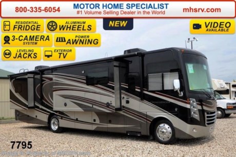 /TX 7/14 &lt;a href=&quot;http://www.mhsrv.com/thor-motor-coach/&quot;&gt;&lt;img src=&quot;http://www.mhsrv.com/images/sold-thor.jpg&quot; width=&quot;383&quot; height=&quot;141&quot; border=&quot;0&quot;/&gt;&lt;/a&gt; If you purchase now through July 31st, 2014 MHSRV will donate $1,000 to the Intrepid Fallen Heroes Fund adding to our now more than $265,000 already raised!  &lt;object width=&quot;400&quot; height=&quot;300&quot;&gt;&lt;param name=&quot;movie&quot; value=&quot;//www.youtube.com/v/bN591K_alkM?hl=en_US&amp;amp;version=3&quot;&gt;&lt;/param&gt;&lt;param name=&quot;allowFullScreen&quot; value=&quot;true&quot;&gt;&lt;/param&gt;&lt;param name=&quot;allowscriptaccess&quot; value=&quot;always&quot;&gt;&lt;/param&gt;&lt;embed src=&quot;//www.youtube.com/v/bN591K_alkM?hl=en_US&amp;amp;version=3&quot; type=&quot;application/x-shockwave-flash&quot; width=&quot;400&quot; height=&quot;300&quot; allowscriptaccess=&quot;always&quot; allowfullscreen=&quot;true&quot;&gt;&lt;/embed&gt;&lt;/object&gt;  #1 Volume Selling Motor Home Dealer in the World. Call 800-335-6054 or visit MHSRV .com for our Upfront &amp; Everyday Low Sale Prices!   MSRP $167,889. The new 2015 Thor Motor Coach Challenger features frameless windows, Flexsteel driver and passenger&#39;s chairs, detachable shore cord, 100 gallon fresh water tank, exterior speakers, LED lighting, beautiful decor, Whirlpool microwave, residential refrigerator, 1800 Watt inverter and a larger bedroom TV. This luxury RV measures approximately 38 feet 1 inch in length and features (3) slide-out rooms, a revolutionary &quot;Island&quot; kitchen with vast countertop space, a custom kitchen bar with wine rack, a hidden trash receptacle, dual vanities in bathroom, a large panoramic window across from kitchen and a motorized hide-a-way 40&quot; LCD TV with sound bar! Optional equipment includes the Cherry Pearl II full body paint exterior, frameless dual pane windows, electric overhead Hide-Away Bunk and a 3-burner range with oven. The 2015 Thor Motor Coach Challenger also features one of the most impressive lists of standard equipment in the RV industry including a Ford Triton V-10 engine, 5-speed automatic transmission, 22-Series ford chassis with aluminum wheels, fully automatic hydraulic leveling system, electric patio awning with LED lighting, side hinged baggage doors, exterior entertainment package, iPod docking station, DVD, LCD TVs, day/night shades, Corian kitchen counter, dual roof A/C units, 5500 Onan generator, gas/electric water heater, heated and enclosed holding tanks and much more. For additional coach information, brochure, window sticker, videos, photos, reviews &amp; testimonials please visit Motor Home Specialist at MHSRV .com or call 800-335-6054. At MHS we DO NOT charge any prep or orientation fees like you will find at other dealerships. All sale prices include a 200 point inspection, interior &amp; exterior wash &amp; detail of vehicle, a thorough coach orientation with an MHS technician, an RV Starter&#39;s kit, a nights stay in our delivery park featuring landscaped and covered pads with full hook-ups and much more. WHY PAY MORE?... WHY SETTLE FOR LESS? 