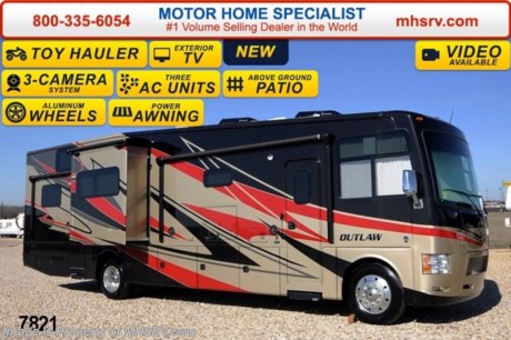 /AZ 8/25/14 &lt;a href=&quot;http://www.mhsrv.com/thor-motor-coach/&quot;&gt;&lt;img src=&quot;http://www.mhsrv.com/images/sold-thor.jpg&quot; width=&quot;383&quot; height=&quot;141&quot; border=&quot;0&quot;/&gt;&lt;/a&gt; 2014 CLOSEOUT! Receive a $1,000 VISA Gift Card with purchase from Motor Home Specialist while supplies last and if you purchase now through July 31st, 2014 MHSRV will donate $1,000 to the Intrepid Fallen Heroes Fund adding to our now more than $265,000 already raised!  &lt;object width=&quot;400&quot; height=&quot;300&quot;&gt;&lt;param name=&quot;movie&quot; value=&quot;//www.youtube.com/v/IgC0KTermZs?version=3&amp;amp;hl=en_US&quot;&gt;&lt;/param&gt;&lt;param name=&quot;allowFullScreen&quot; value=&quot;true&quot;&gt;&lt;/param&gt;&lt;param name=&quot;allowscriptaccess&quot; value=&quot;always&quot;&gt;&lt;/param&gt;&lt;embed src=&quot;//www.youtube.com/v/IgC0KTermZs?version=3&amp;amp;hl=en_US&quot; type=&quot;application/x-shockwave-flash&quot; width=&quot;400&quot; height=&quot;300&quot; allowscriptaccess=&quot;always&quot; allowfullscreen=&quot;true&quot;&gt;&lt;/embed&gt;&lt;/object&gt;  MSRP $179,167. New 2014 Thor Motor Coach Outlaw Toy Hauler. Model 37MD with 2 slide-out rooms and Ford 26-Series chassis with Triton V-10 engine, U-shaped dinette booth, frameless windows, high polished aluminum wheels, as well as drop down ramp door with spring assist &amp; railing for patio use. This unit measures approximately 38 feet 7 inches in length. Optional equipment includes the Tango Red full body paint, electric overhead hide-away bunk, dual cargo sofas in garage area and dual pane windows. The Outlaw toy hauler RV has an incredible list of standard features for 2014 including beautiful wood &amp; interior decor packages, (5) Flat Panel TVs including an exterior entertainment center, TV in loft, garage, main living room and 2nd living room. You will also find a theater sound system with hidden sub woofer, stereo in garage, exterior stereo speakers and audio controls, power patio awing, dual side entrance doors, fueling station, 1-piece windshield, a 5500 Onan generator, back-up &amp; side view cameras, automatic leveling system, Soft Touch leatherette furniture, leatherette sofa with sleeper, day/night shades and much more. For additional photos, details, videos &amp; SALE PRICE please visit Motor Home Specialist, the #1 Volume Selling Dealer in the World, at MHSRV .com or Call 800-335-6054. At Motor Home Specialist we DO NOT charge any prep or orientation fees like you will find at other dealerships. All sale prices include a 200 point inspection, interior &amp; exterior wash &amp; detail of vehicle, a thorough coach orientation with an MHS technician, an RV Starter&#39;s kit, a nights stay in our delivery park featuring landscaped and covered pads with full hook-ups and much more! Read From Thousands of Testimonials at MHSRV .com and See What They Had to Say About Their Experience at Motor Home Specialist. WHY PAY MORE?...... WHY SETTLE FOR LESS?