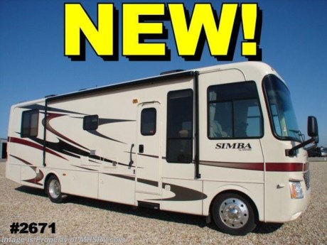 &lt;a href=&quot;http://www.mhsrv.com/other-rvs-for-sale/safari-rvs/&quot;&gt;&lt;img src=&quot;http://www.mhsrv.com/images/sold_safari.jpg&quot; width=&quot;383&quot; height=&quot;141&quot; border=&quot;0&quot; /&gt;&lt;/a&gt;
New Motor Home Sold 04/15/09 - Safari RVs - 2008 Safari Simba by Monaco 33&#39; W/Full Wall Slide, model 33SFS. Compare This Motor Home &amp; Save Big! This incredible RV has the powerful 8.1L Chevrolet engine, Workhorse 22 Series chassis with 22.5&quot; tires, Allison 6-speed transmission, 5 YEAR/100,000 MILE LIMITED POWERTRAIN WARRANTY from Chevy/Workhorse, aluminum wheels, Onan 5.5KW generator, Alumaframe superstructure, one piece windshield, low profile LED marker lights, hydraulic leveling system, power heated remote exterior mirrors, pass-thru storage bays, side hinge baggage doors, 26&quot; LCD TV in living room, solid surface countertop, dual pane glass, day/night shades, beautiful full paint and much more. In addition to this impressive list of standards the Simba also has the optional 3M film front mask, power sun visors, 3-camera monitoring system, CB radio prep, refrigerator with ice maker, central vacuum system, DVD player in the bedroom and living room, raised panel refrigerator doors, hide-a-bed sofa with air mattress, euro recliner with ottoman, 50 amp service with EMS, 12V wet bay heater, 10 gal. gas/electric water heater, ducted roof A/Cs with heat pump, power patio awning and a RV Sanicon drainage system. Sale price includes all rebates and incentives that may apply unless otherwise specified. 